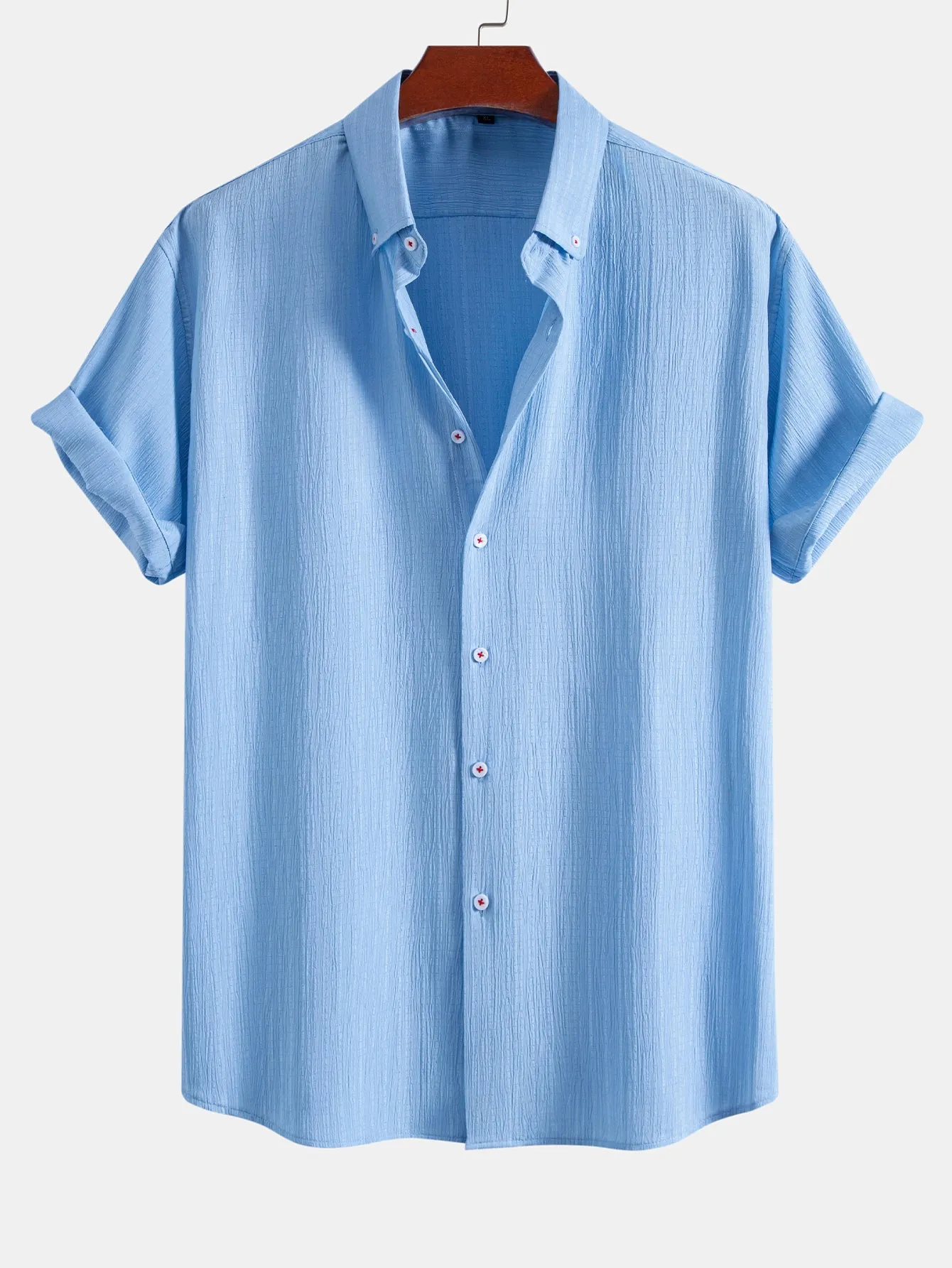 Crinkled Textured Button Down Shirt sold by Hoooyi
