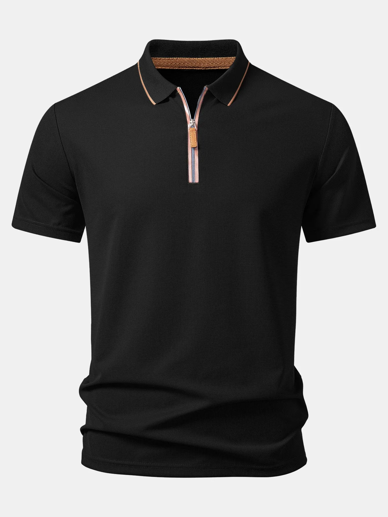 Textured Zipper Polo sold by Hoooyi product image thumbnail 5