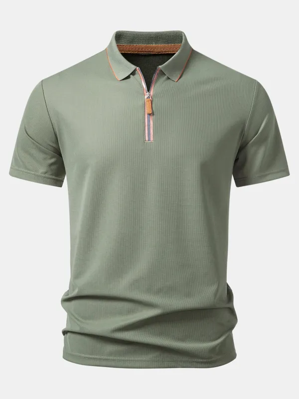 Textured Zipper Polo made by Hoooyi
