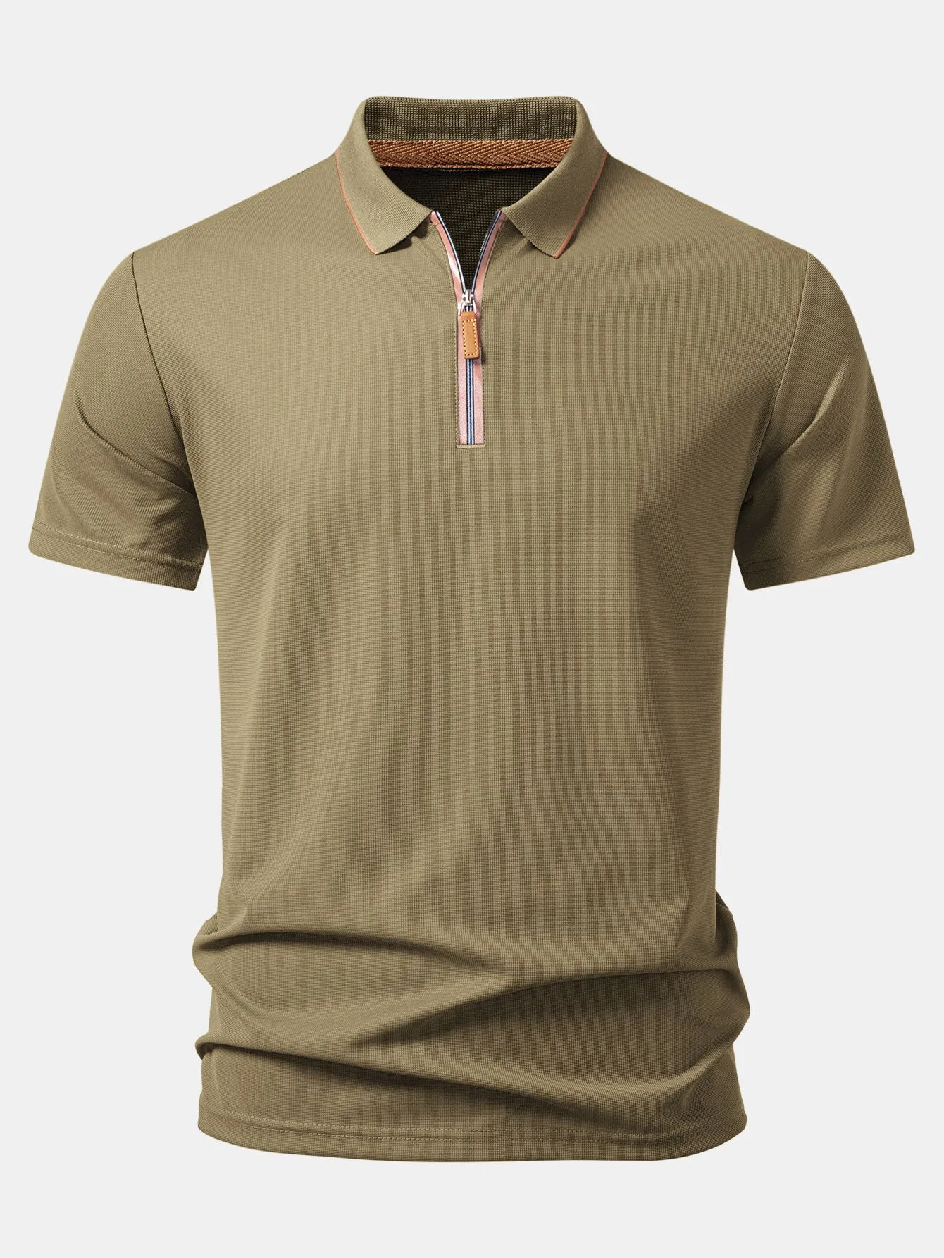 Textured Zipper Polo sold by Hoooyi product image thumbnail 3