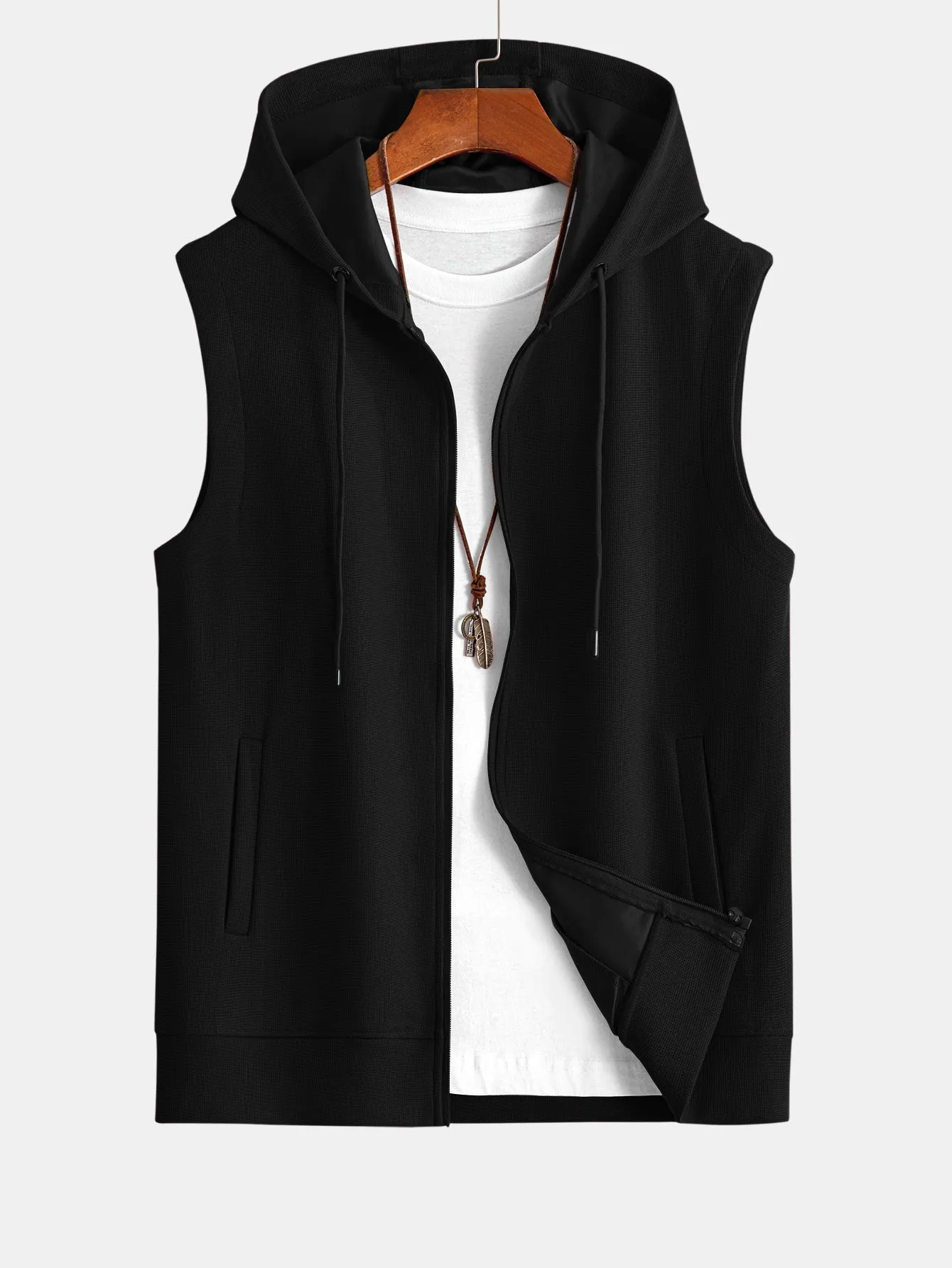 Waffle Sleeveless Hoodie sold by Hoooyi product image thumbnail 3
