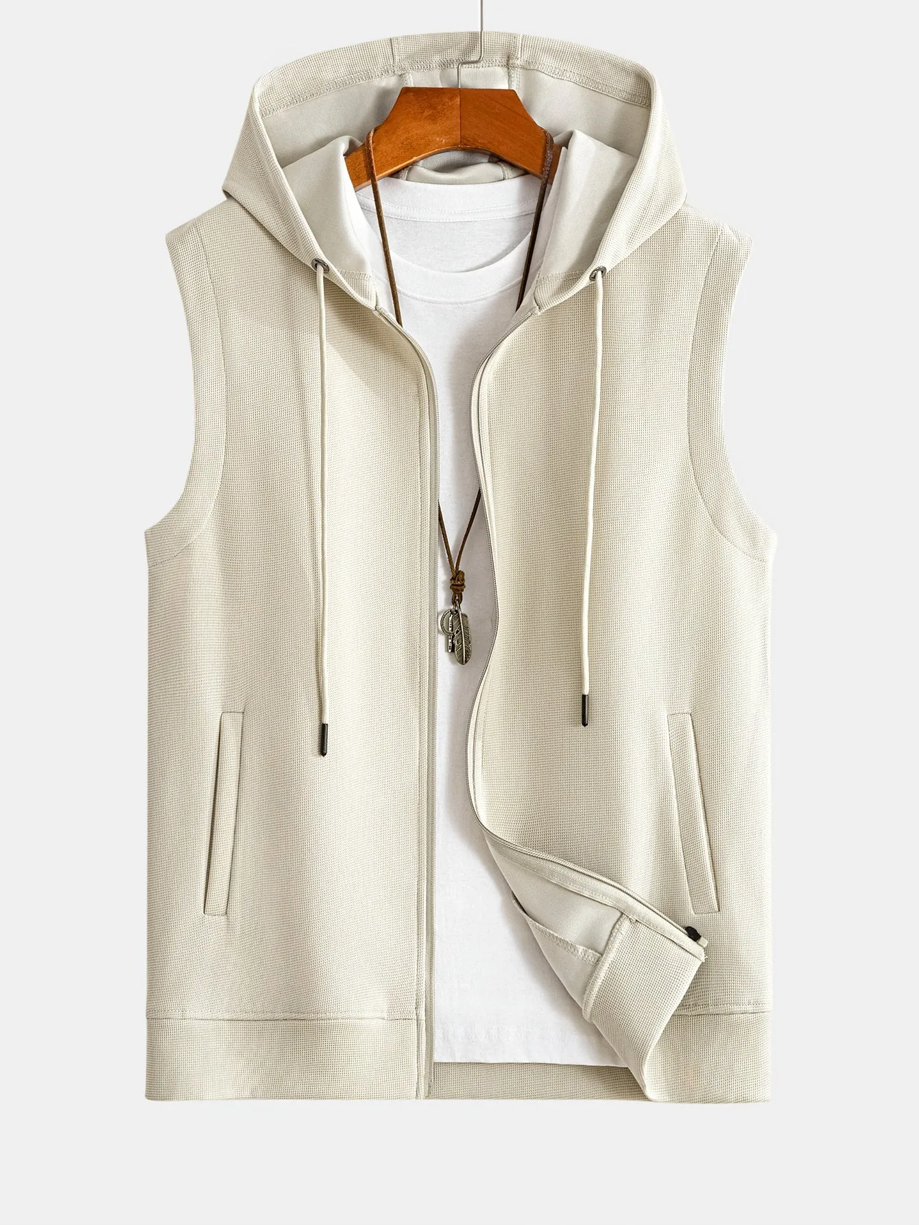 Waffle Sleeveless Hoodie sold by Hoooyi
