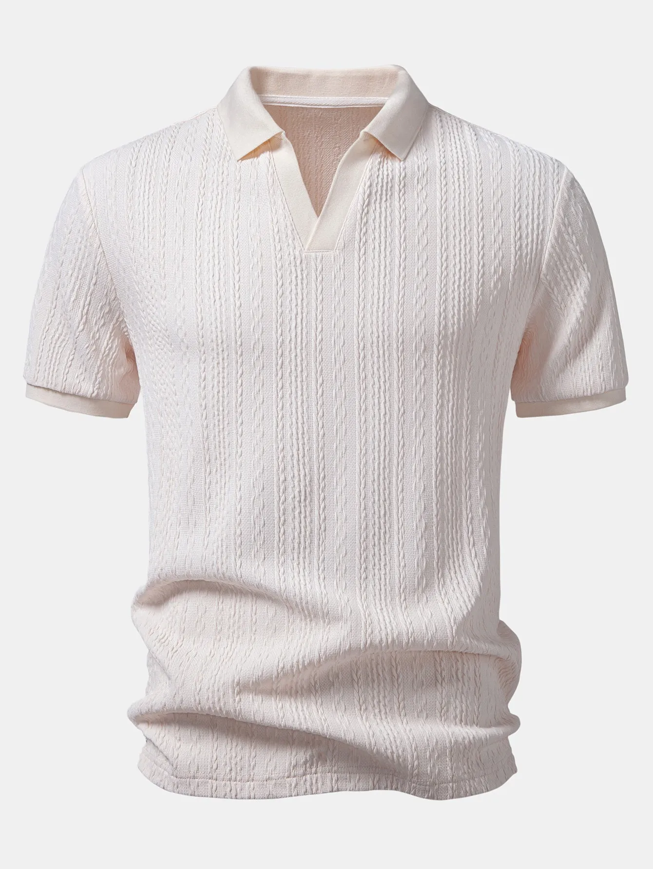 Twist Jacquard V Neck Polo & Slim Fit Tapered Trousers sold by Hoooyi product image thumbnail 4