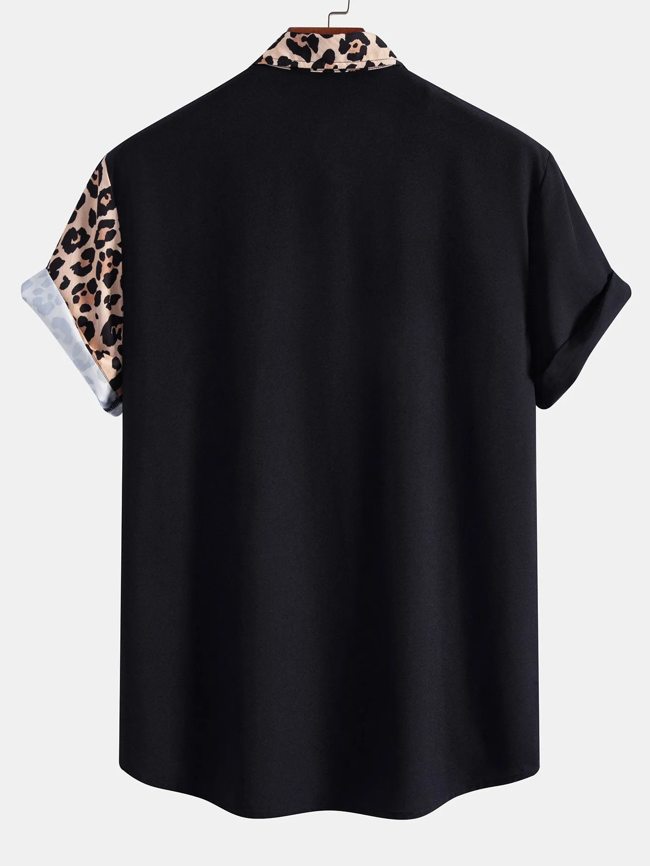 Leopard Print Patchwork Button Up Shirt & Swim Shorts sold by Hoooyi product image thumbnail 3