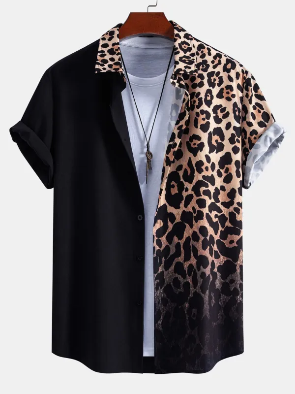 Leopard Print Patchwork Button Up Shirt made by Hoooyi