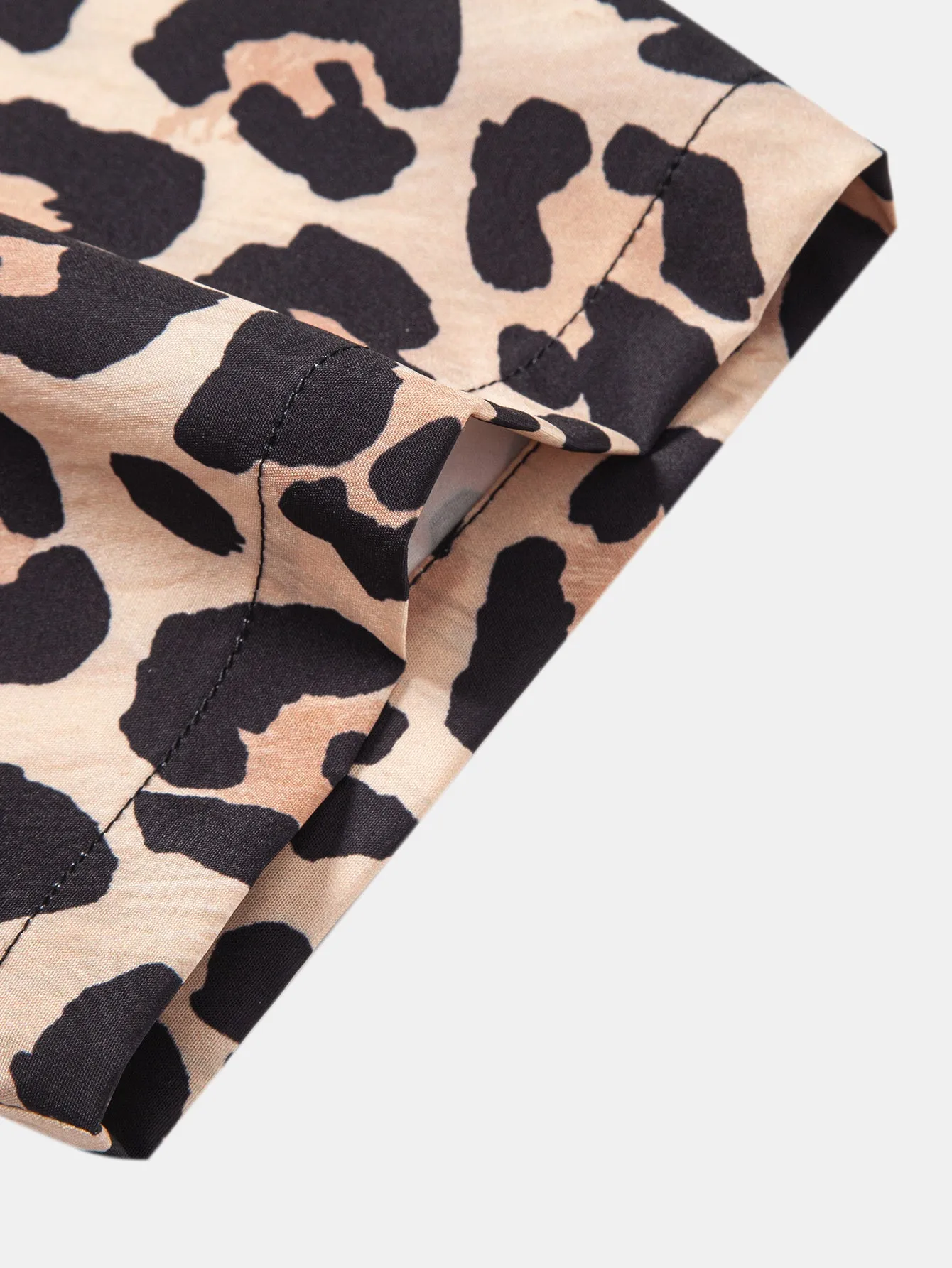 Leopard Print Patchwork Button Up Shirt sold by Hoooyi product image thumbnail 4