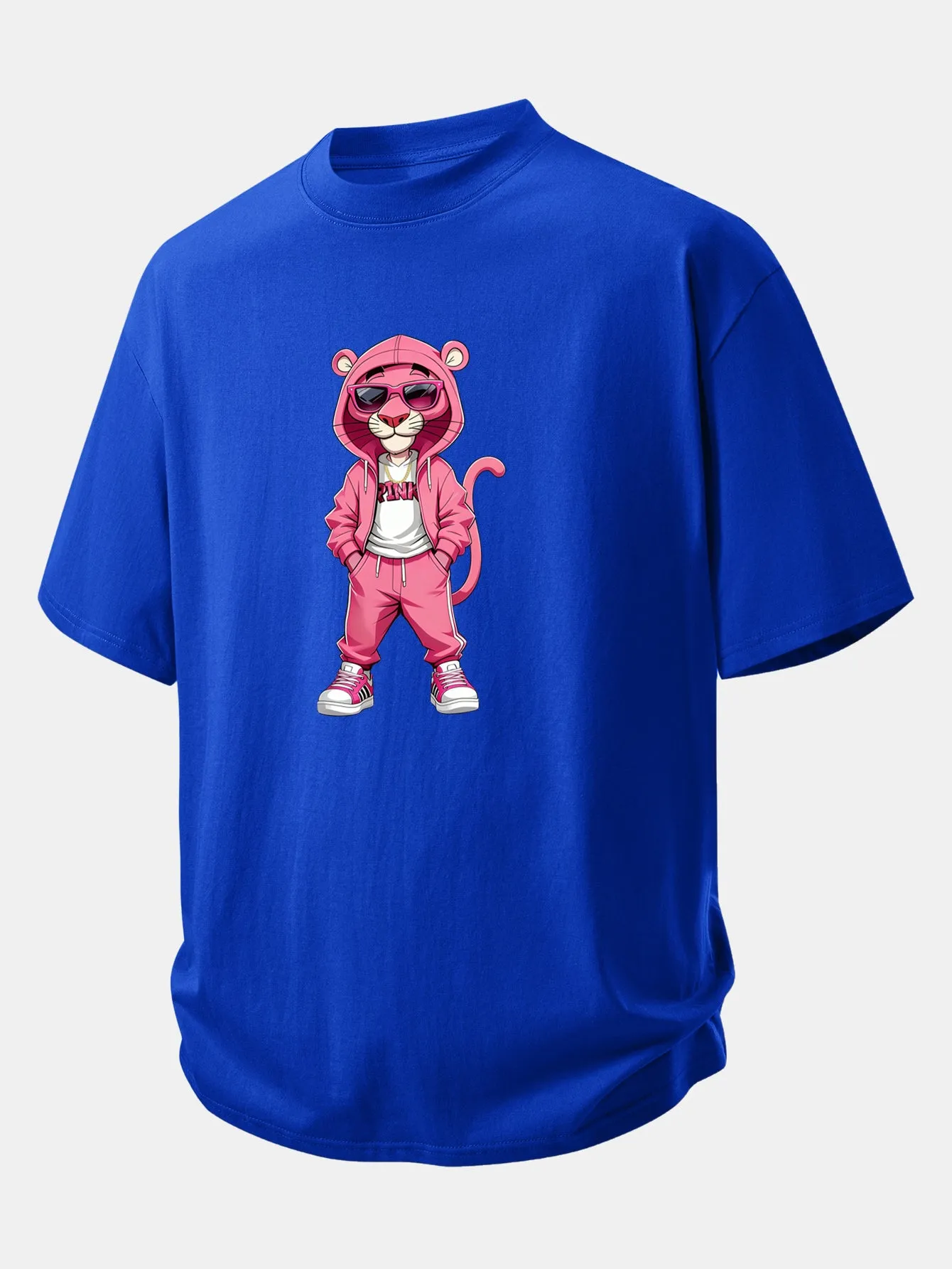 Relax Fit Street Fashion Pink Panther Print Cotton T-Shirt sold by Hoooyi product image thumbnail 4