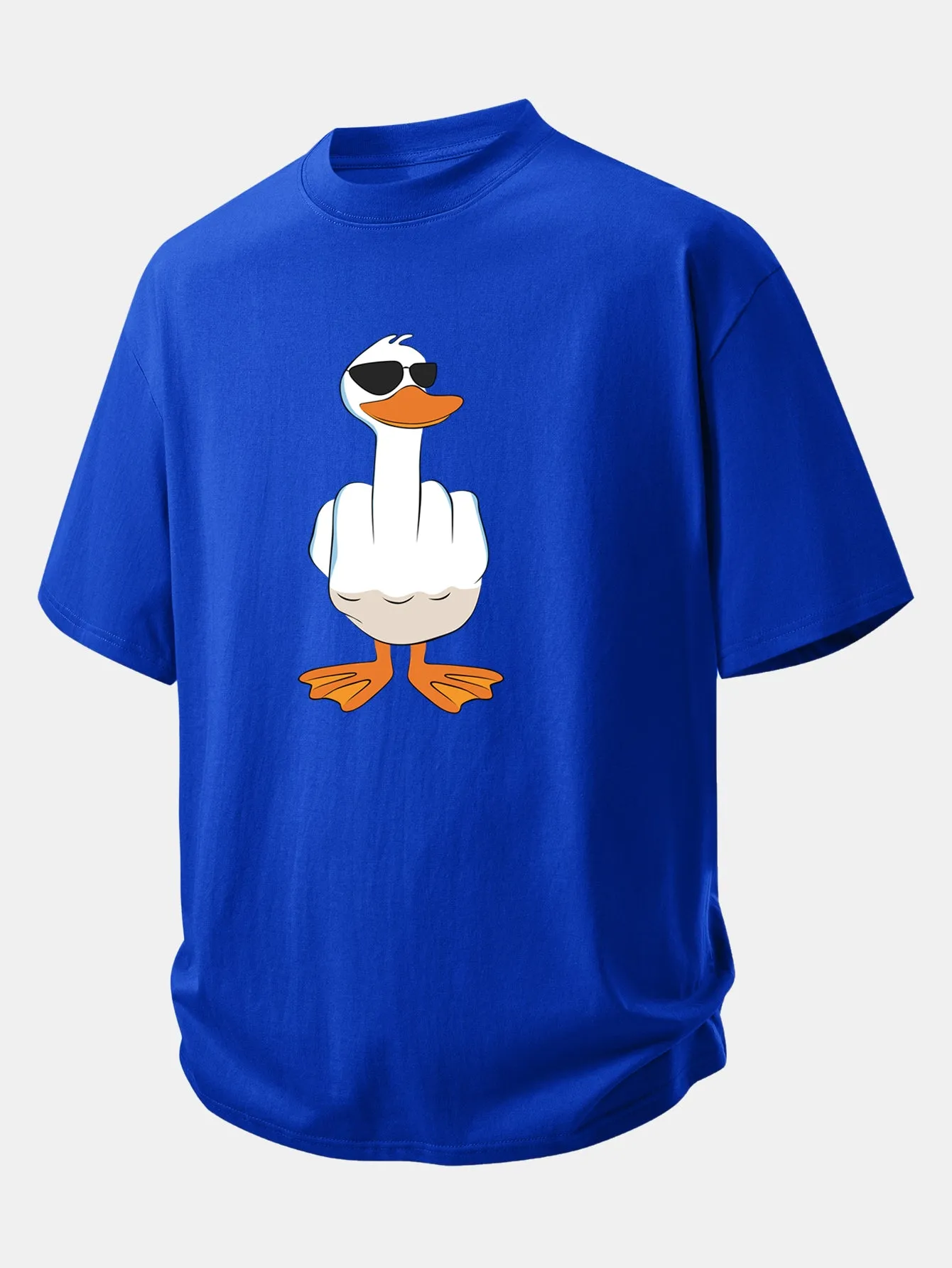 Relax Fit Funny Middle Finger Duck Print Cotton T-Shirt sold by Hoooyi product image thumbnail 4
