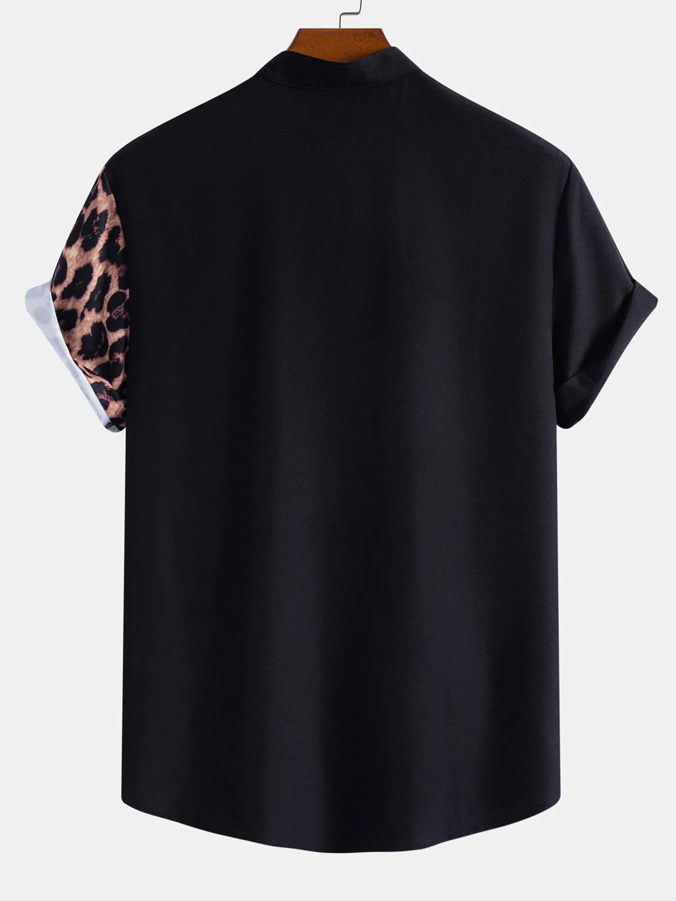 Leopard Patchwork Stand Collar Shirt & Leopard Print Patchwork 6" Shorts sold by Hoooyi product image thumbnail 3