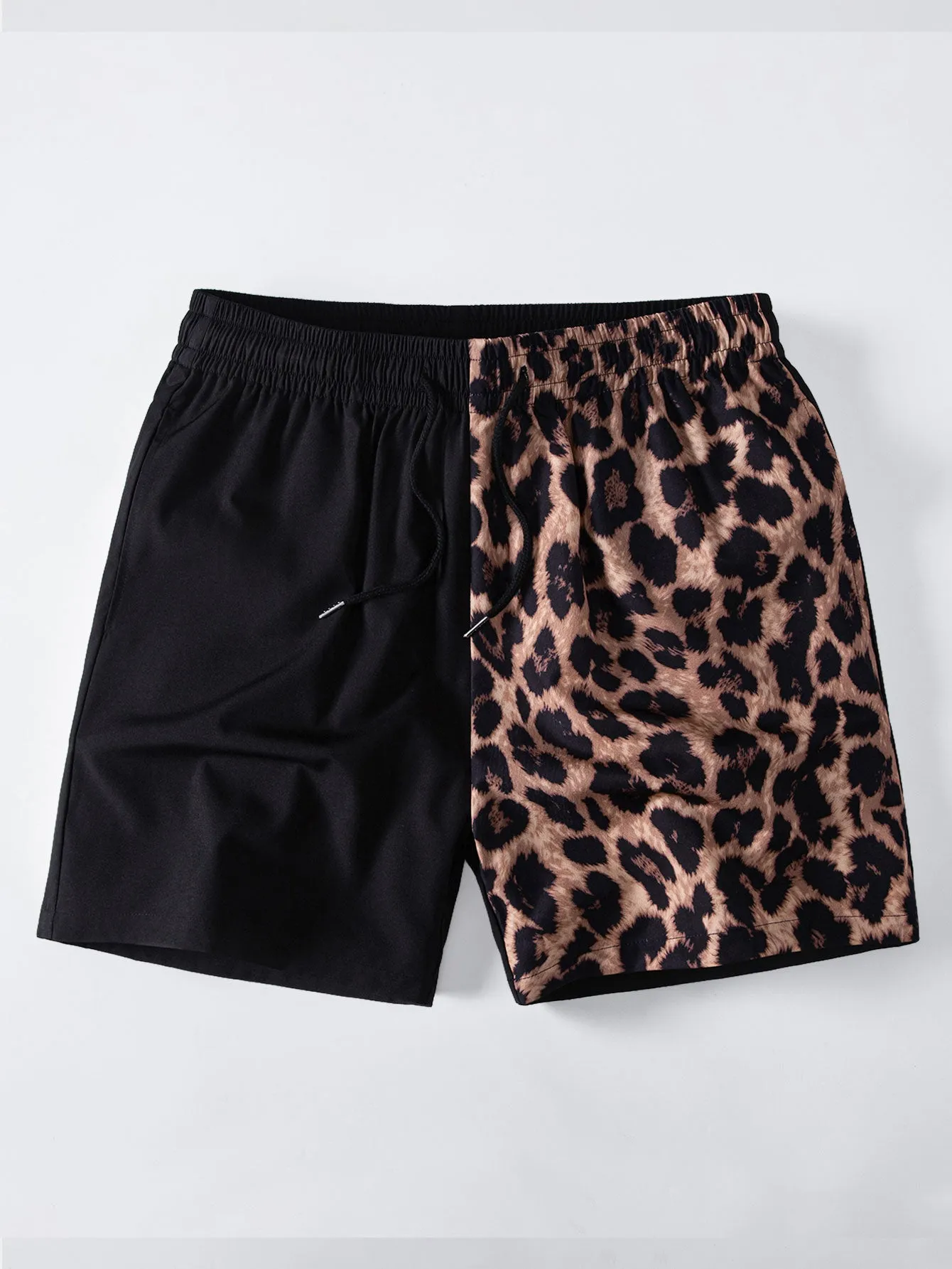 Leopard Patchwork Stand Collar Shirt & Leopard Print Patchwork 6" Shorts sold by Hoooyi product image thumbnail 4