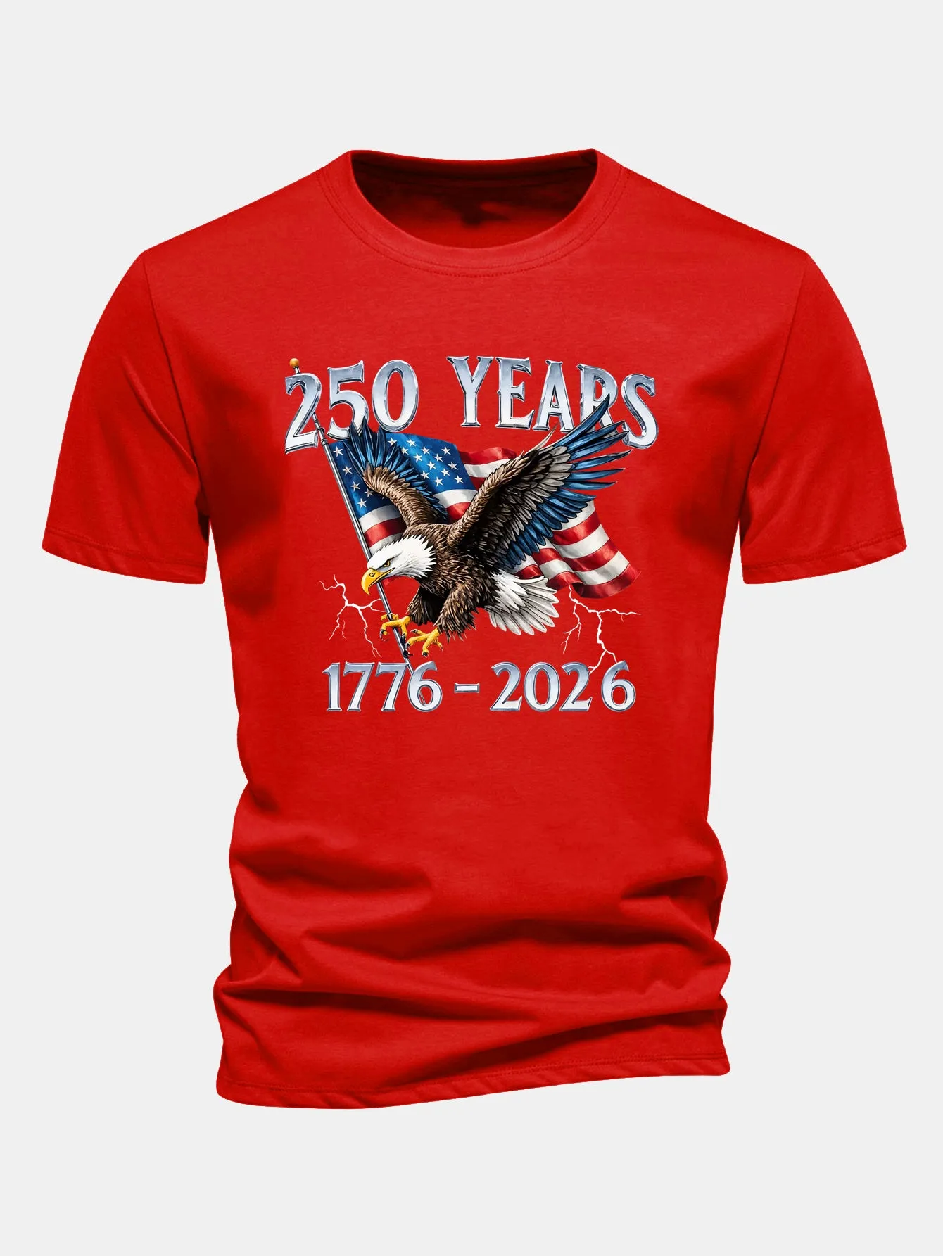 Regular Fit USA 250th Anniversary Print Cotton T-Shirt sold by Hoooyi product image thumbnail 5