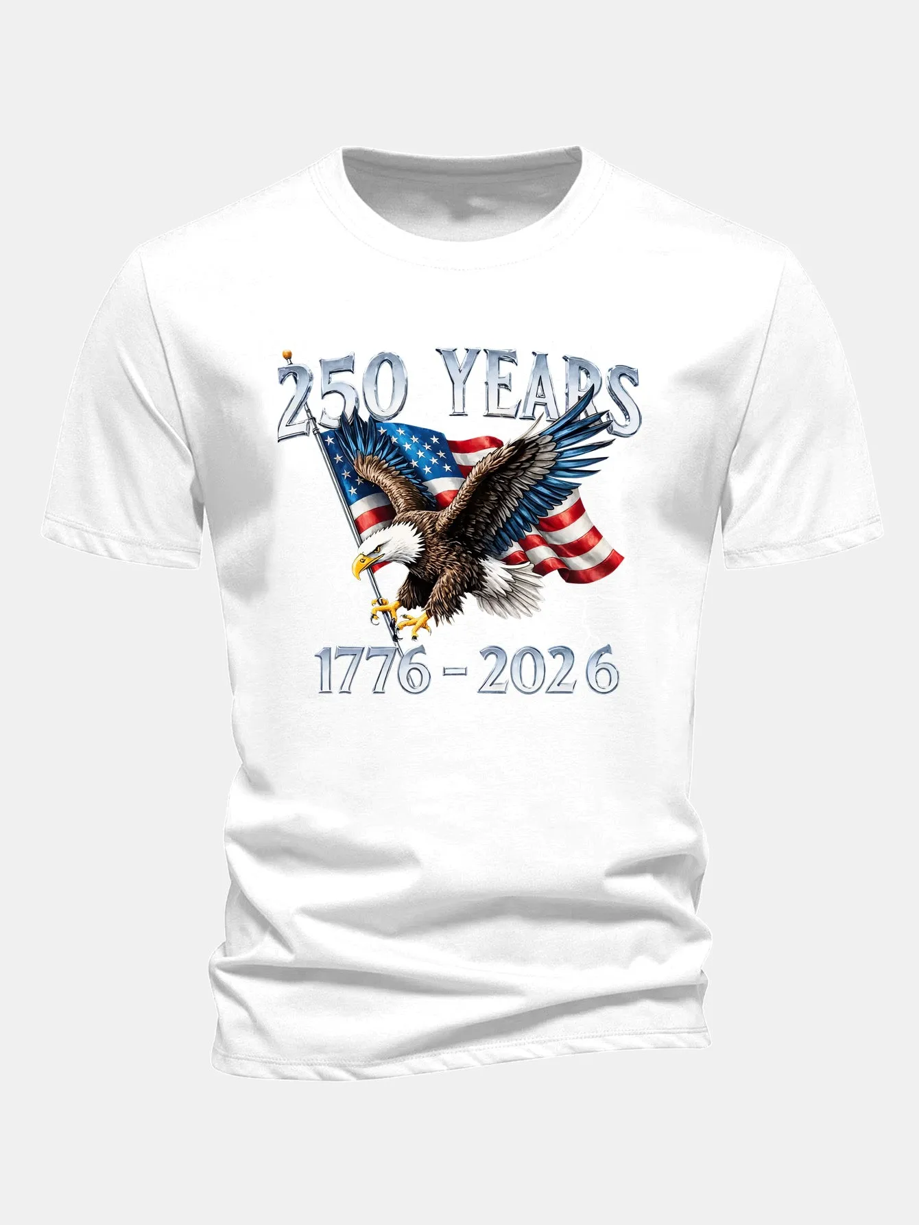 Regular Fit USA 250th Anniversary Print Cotton T-Shirt sold by Hoooyi product image thumbnail 3