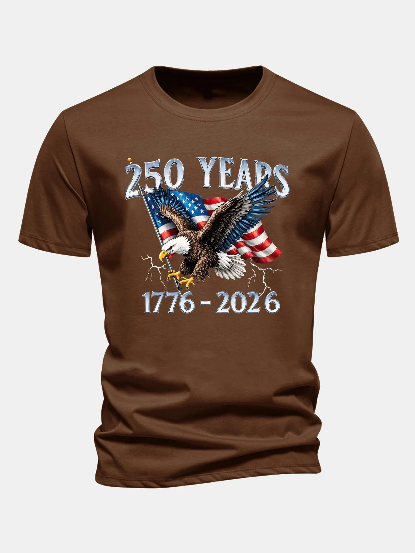 Regular Fit USA 250th Anniversary Print Cotton T-Shirt sold by Hoooyi product image thumbnail 4