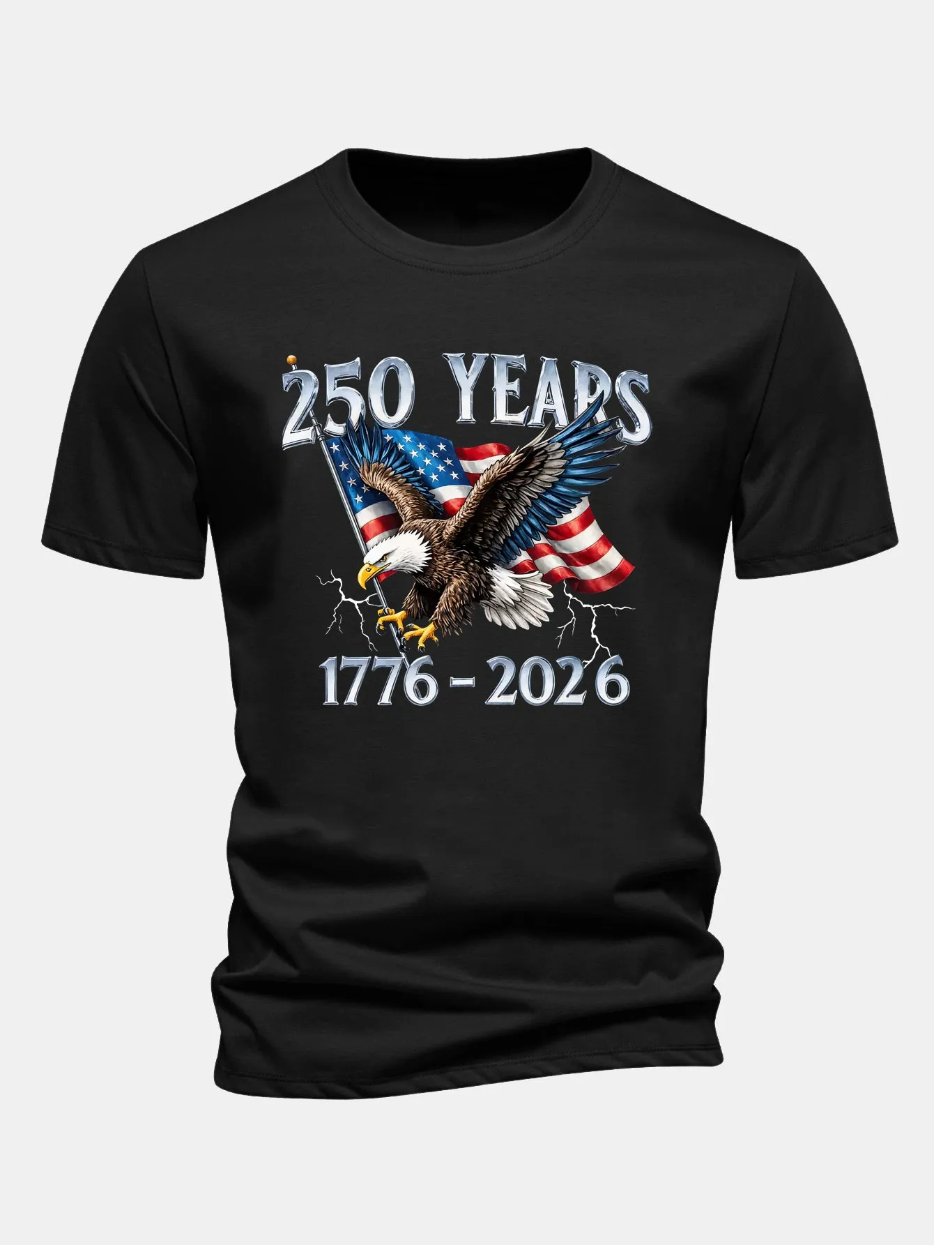 Regular Fit USA 250th Anniversary Print Cotton T-Shirt sold by Hoooyi