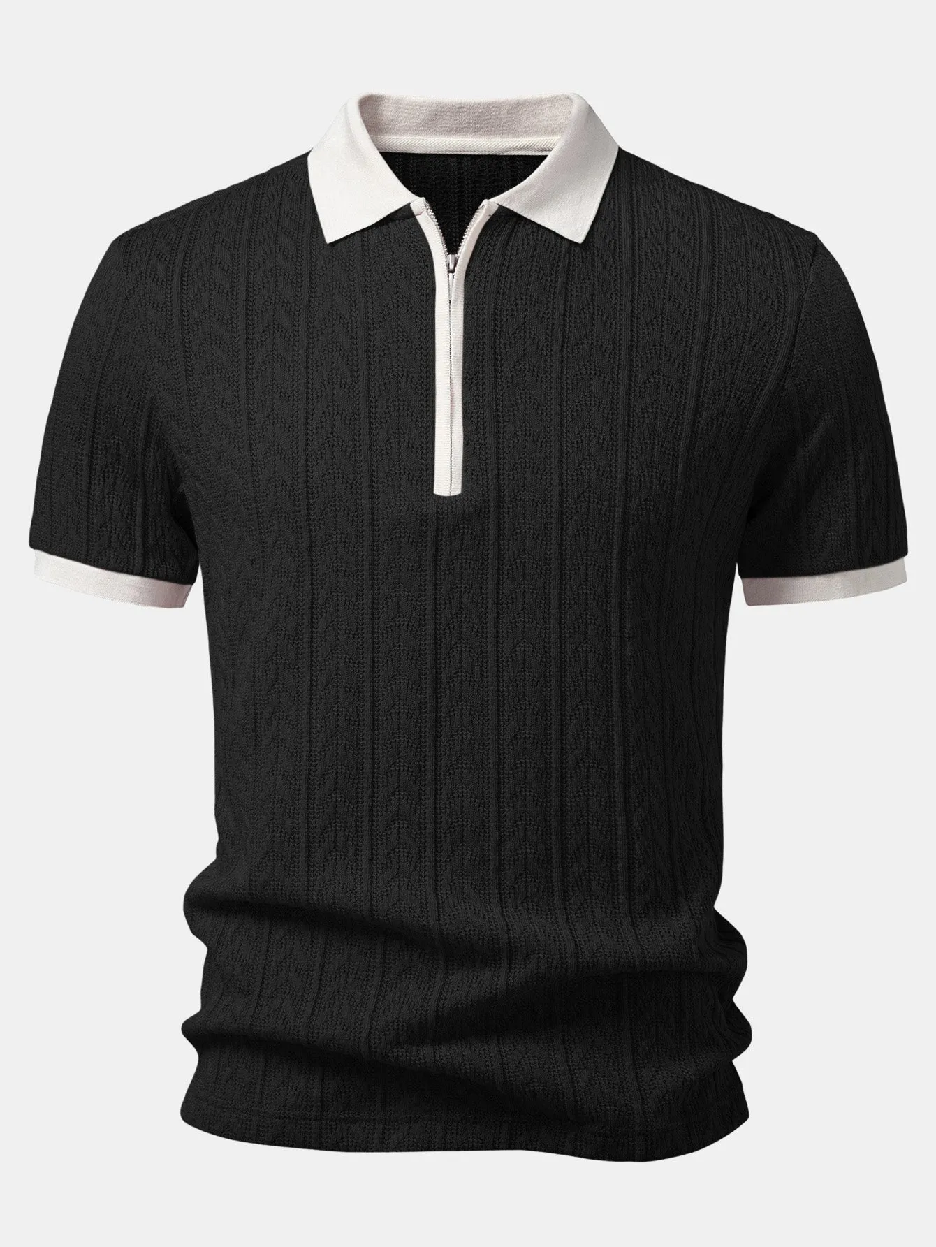 Wheat Ear Jacquard Zipper Knit Polo sold by Hoooyi product image thumbnail 5