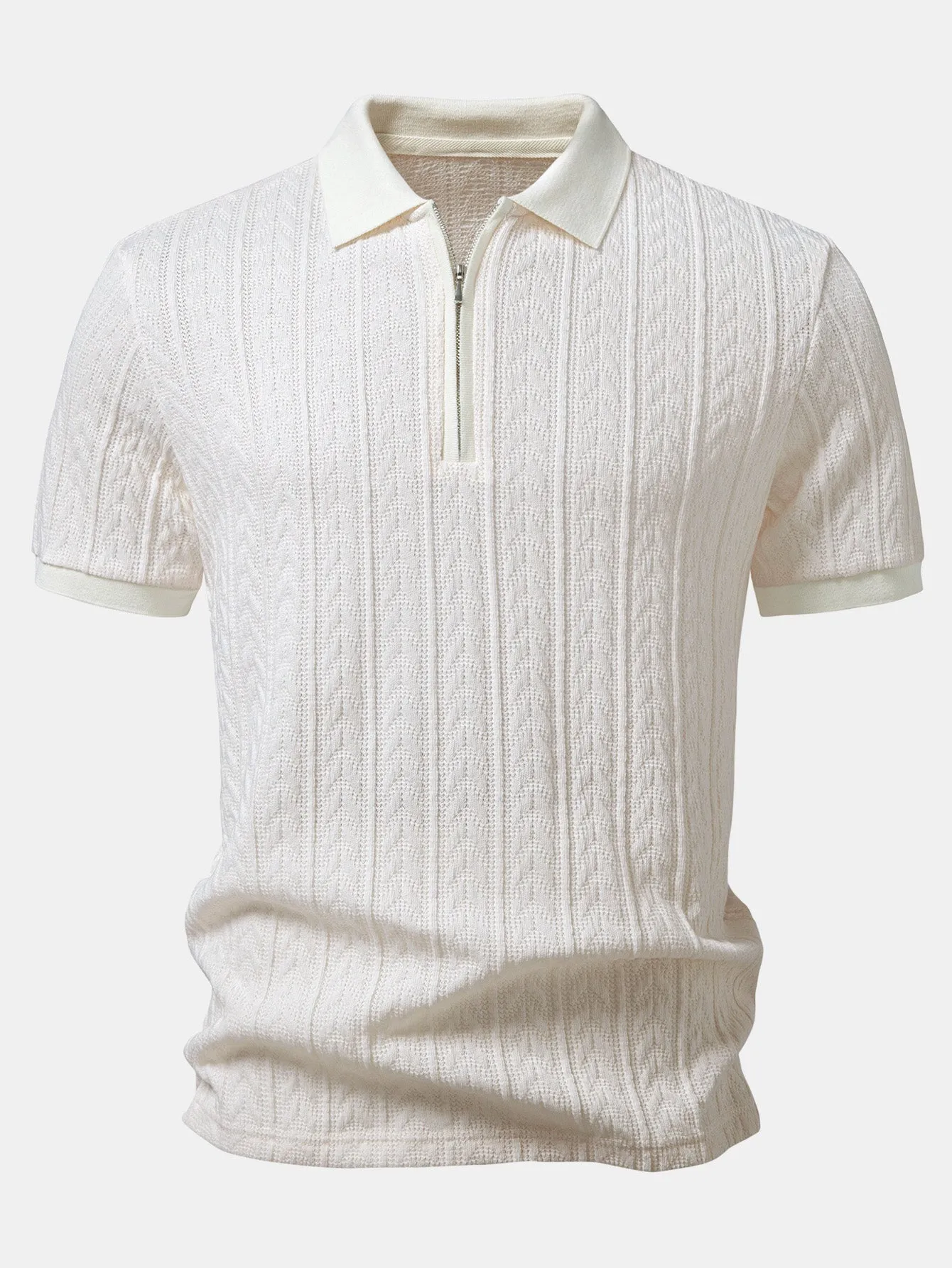 Wheat Ear Jacquard Zipper Knit Polo sold by Hoooyi product image thumbnail 3