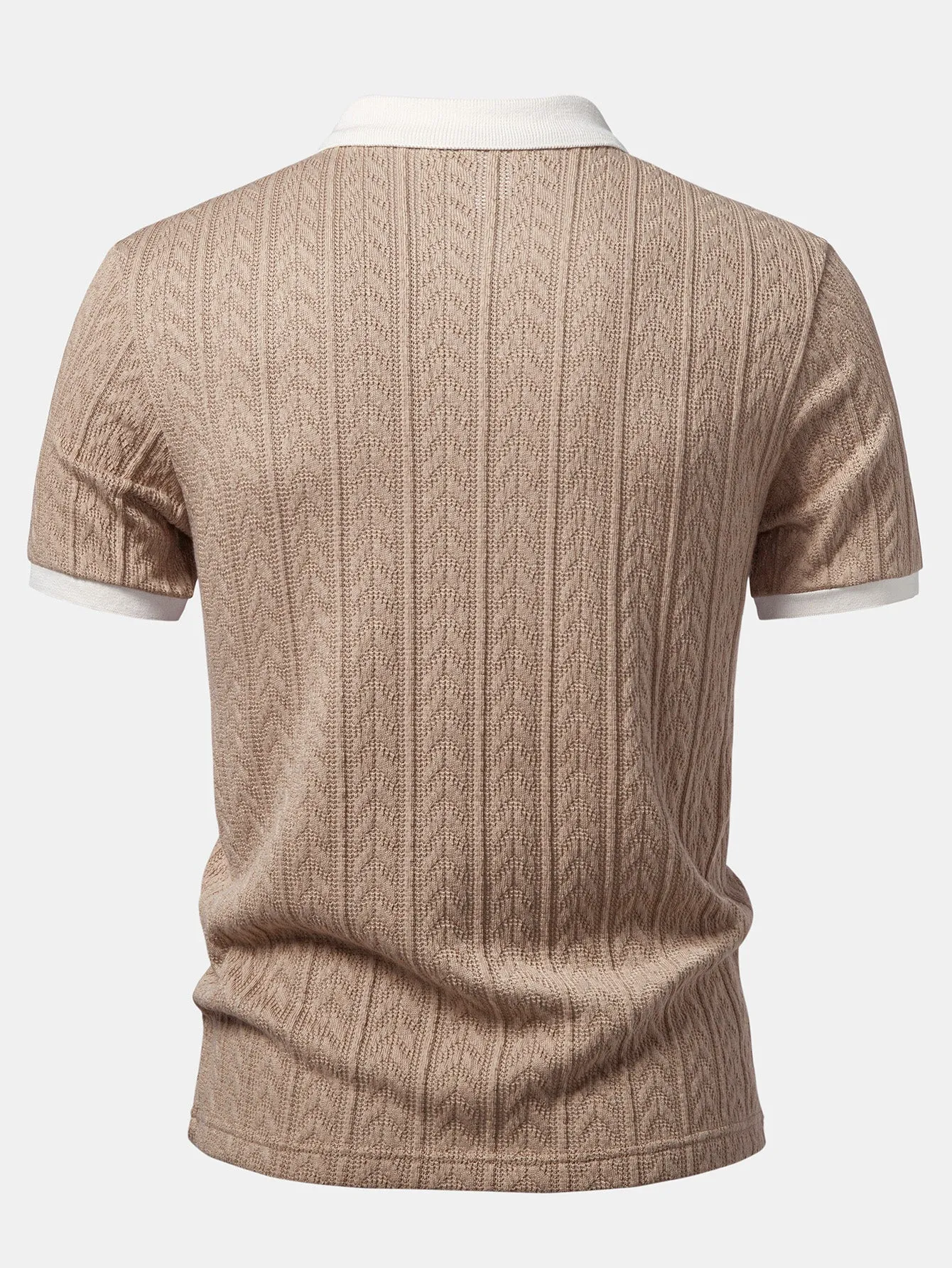 Wheat Ear Jacquard Zipper Knit Polo sold by Hoooyi product image thumbnail 2