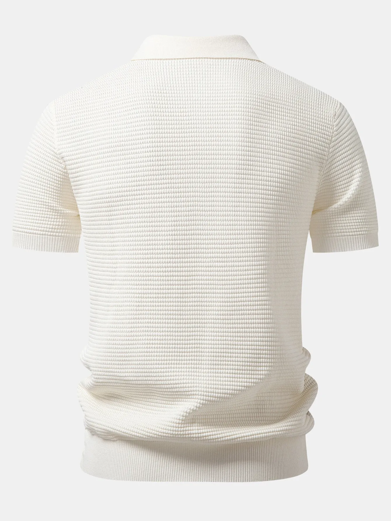 Contrast Waffle Zipper Knit Polo & Slim Fit Tapered Trousers sold by Hoooyi product image thumbnail 4