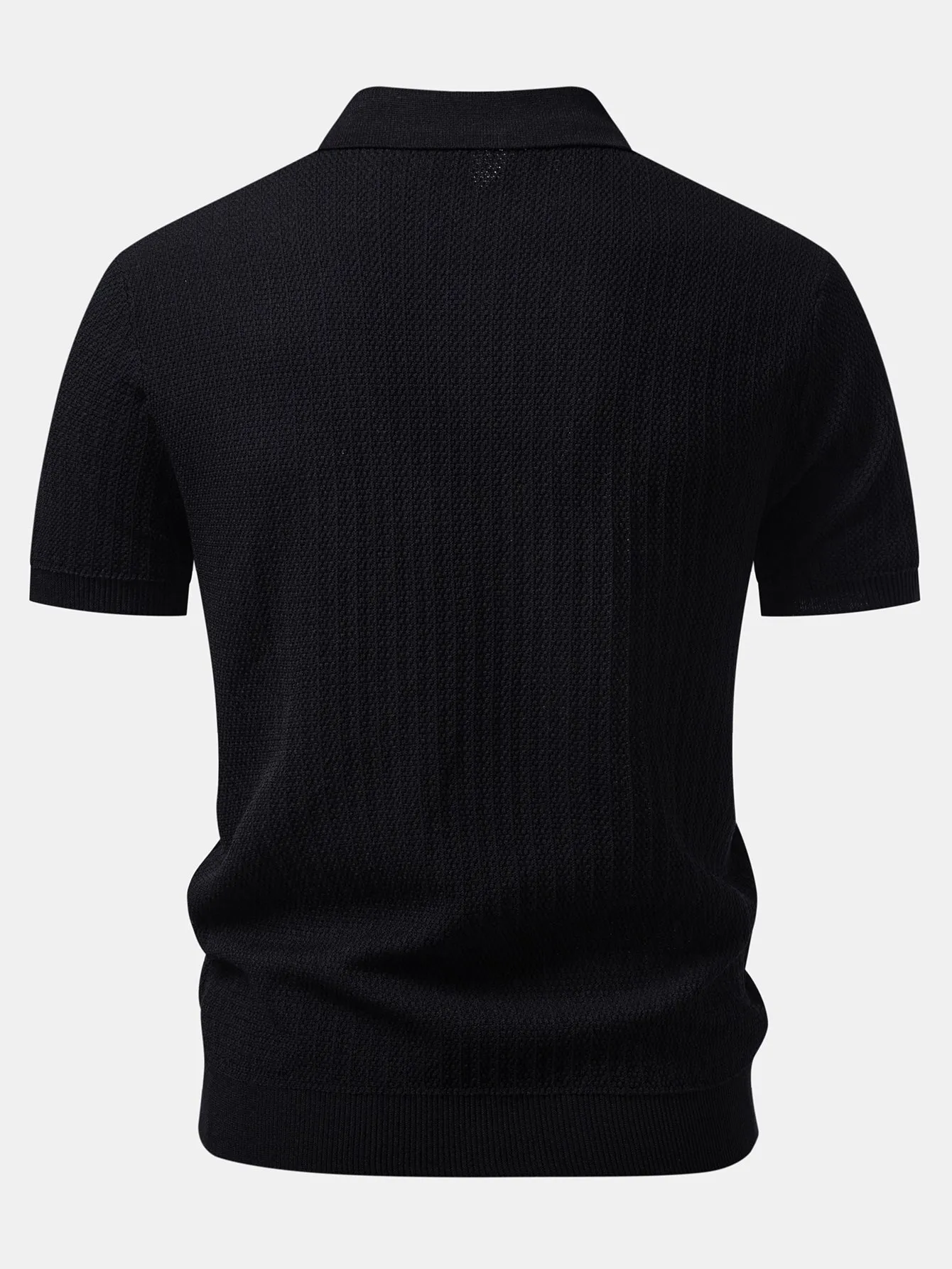Contrast Textured Knit Polo & Slim Fit Tapered Trousers sold by Hoooyi product image thumbnail 4
