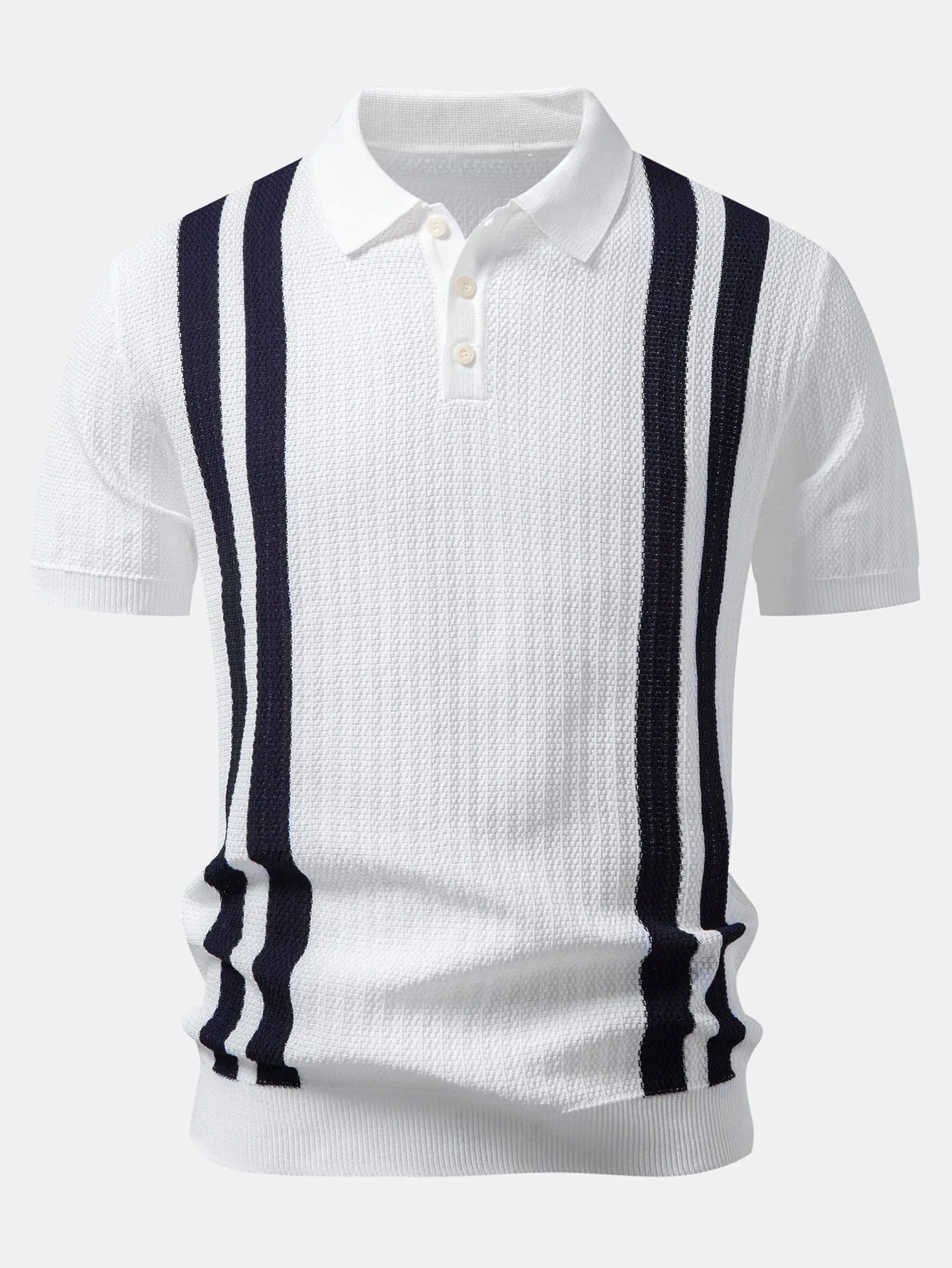 Contrast Textured Knit Polo & Slim Fit Tapered Trousers sold by Hoooyi product image thumbnail 5