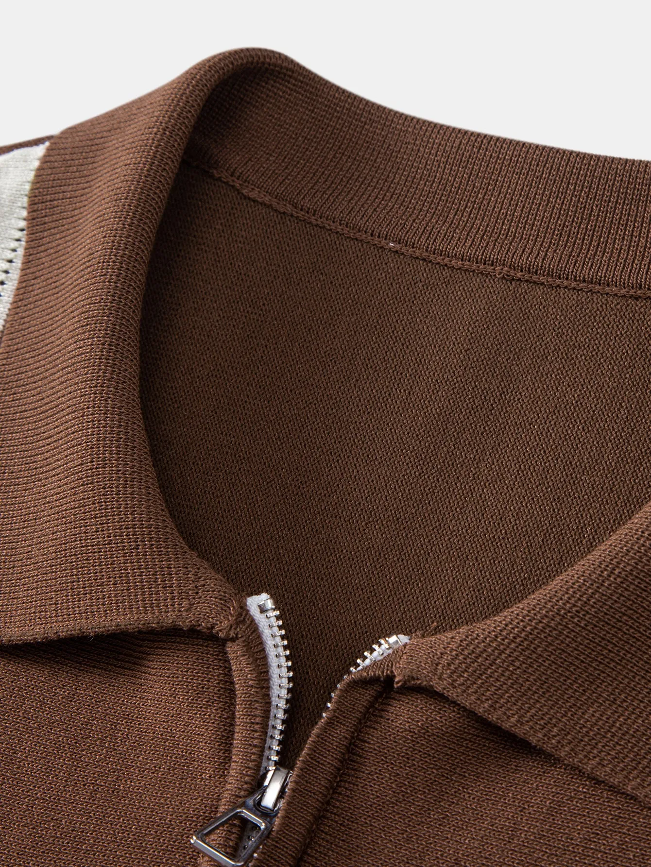 Contrast Geometric Zipper Knit Polo sold by Hoooyi product image thumbnail 3