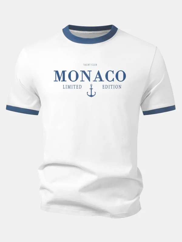 Monaco Print Contrast Ringer T-Shirt made by Hoooyi