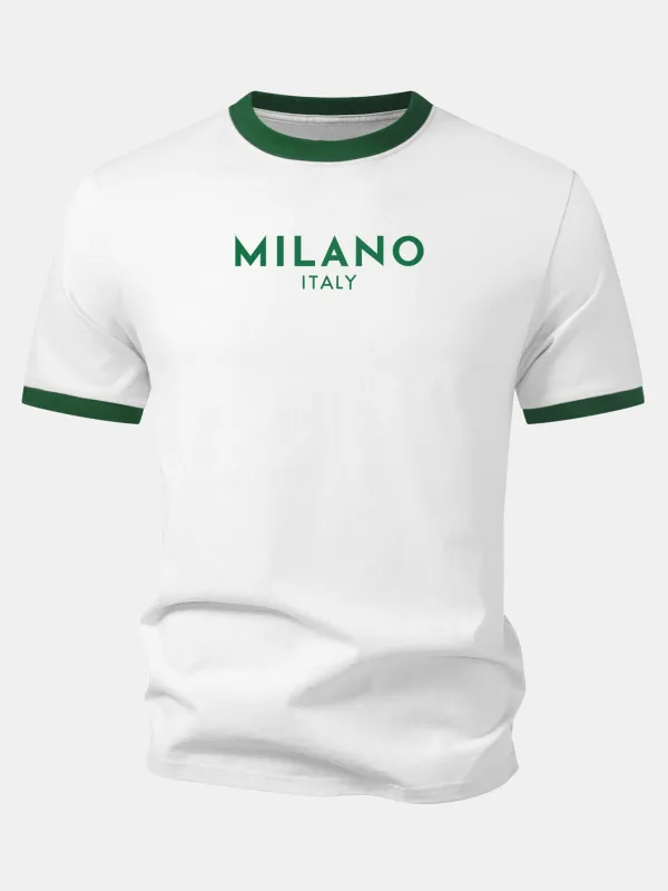 Milano Print Contrast Ringer T-Shirt made by Hoooyi