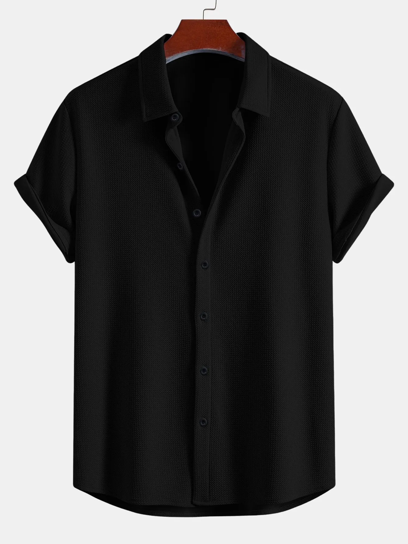 Muscle Fit Textured Button Up Shirt sold by Hoooyi product image thumbnail 3