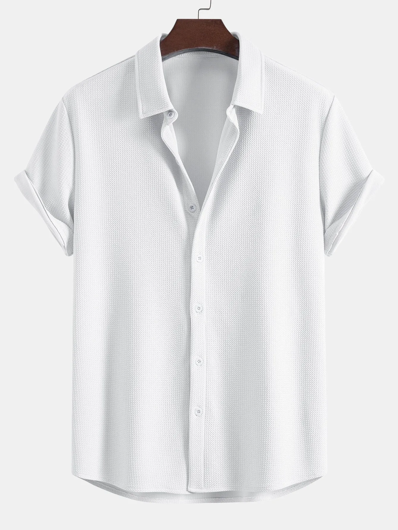 Muscle Fit Textured Button Up Shirt sold by Hoooyi product image thumbnail 5