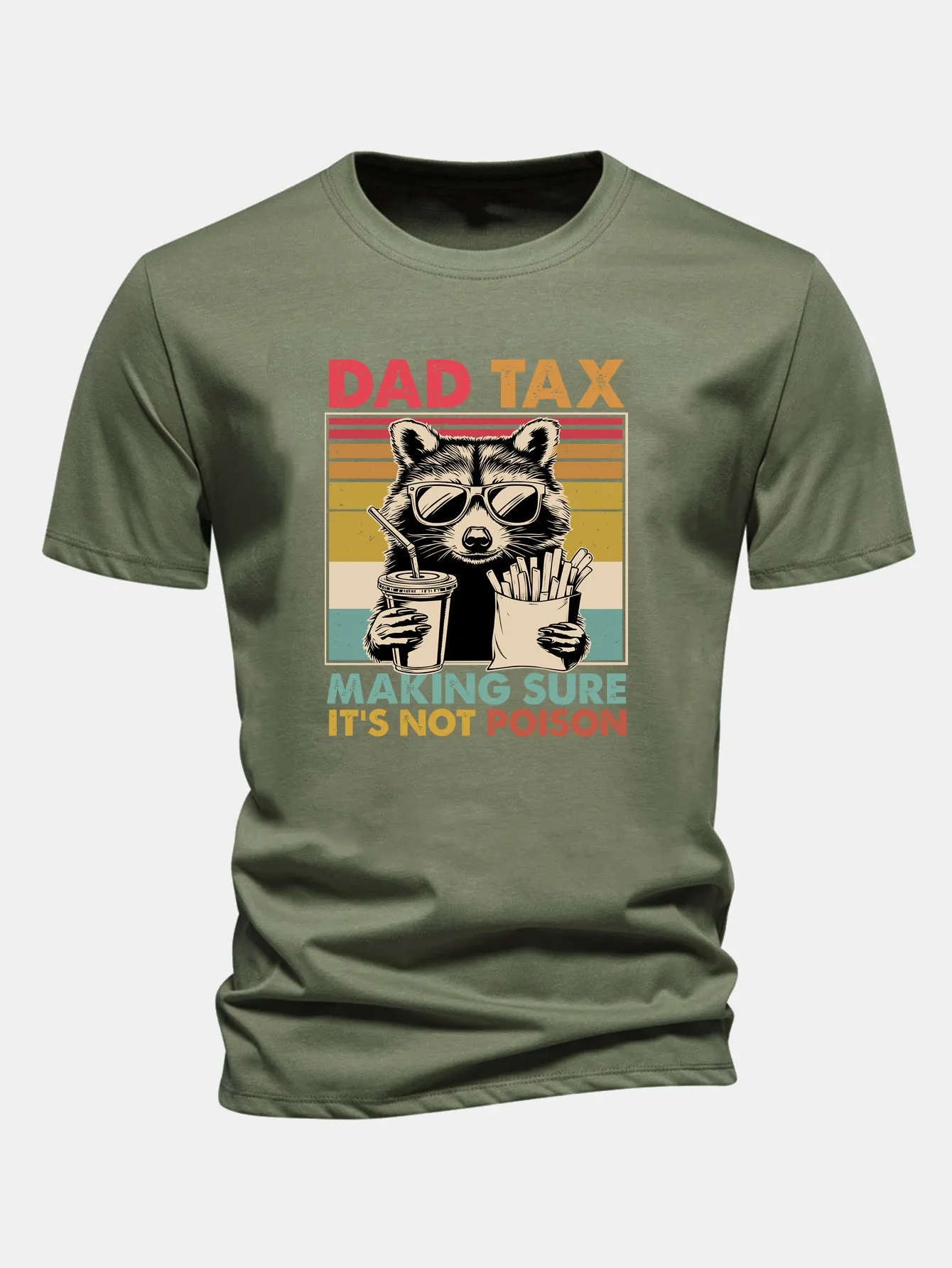 Regular Fit Dad Tax Raccoon Print Cotton T-Shirt sold by Hoooyi product image thumbnail 5