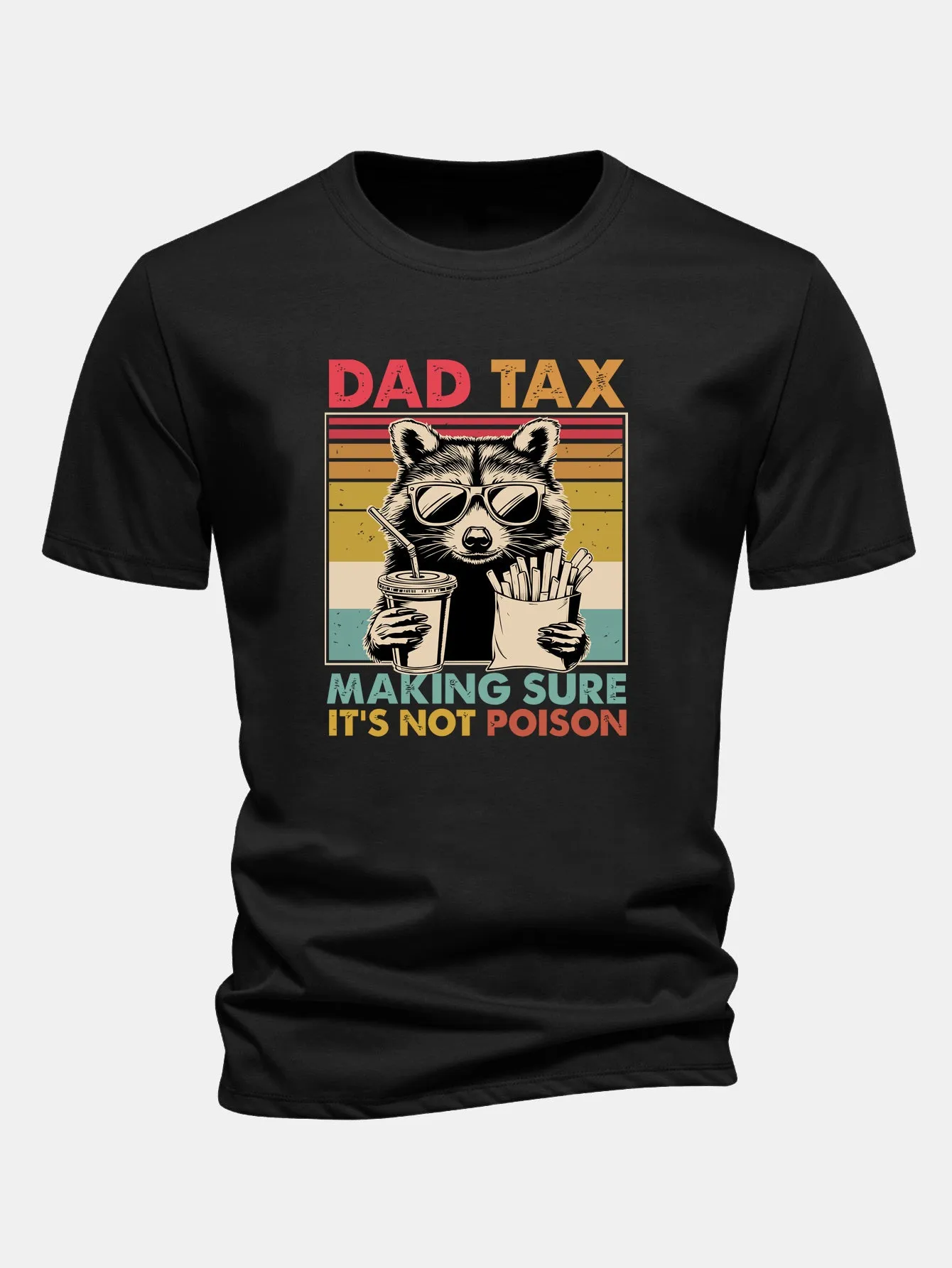 Regular Fit Dad Tax Raccoon Print Cotton T-Shirt sold by Hoooyi
