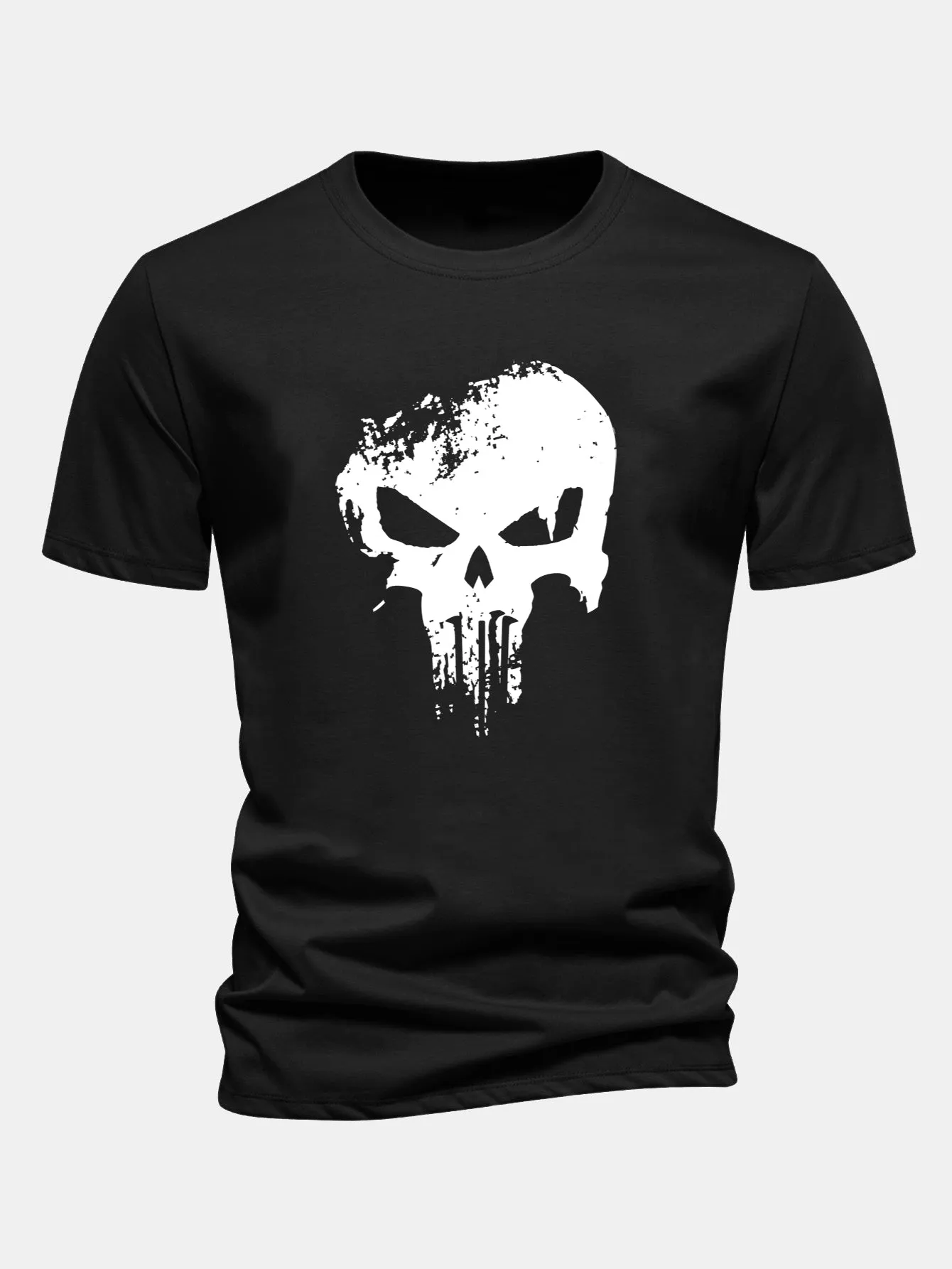 Regular Fit Skeleton Print Cotton T-Shirt sold by Hoooyi