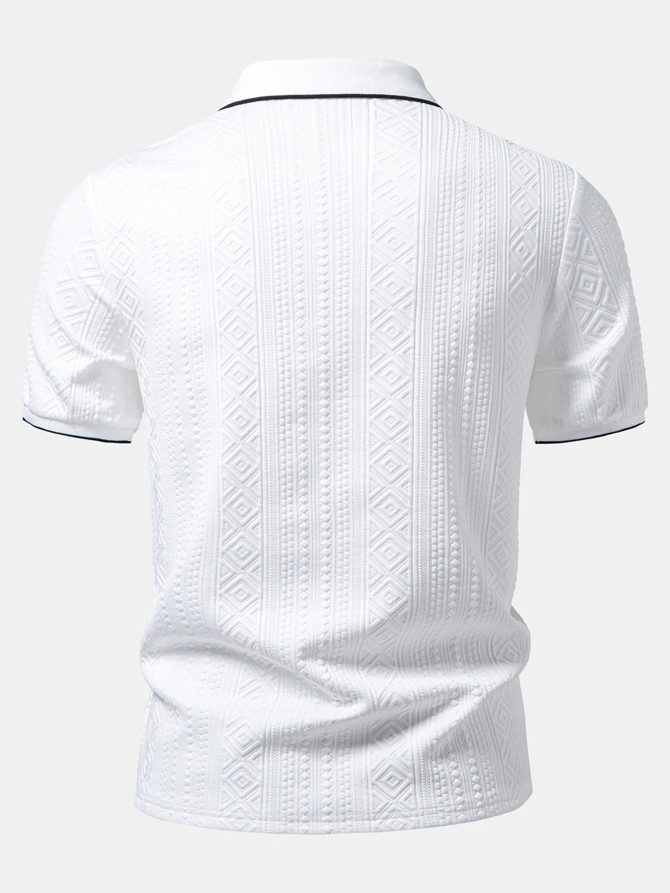 Geometric Jacquard V Neck Polo sold by Hoooyi product image thumbnail 2