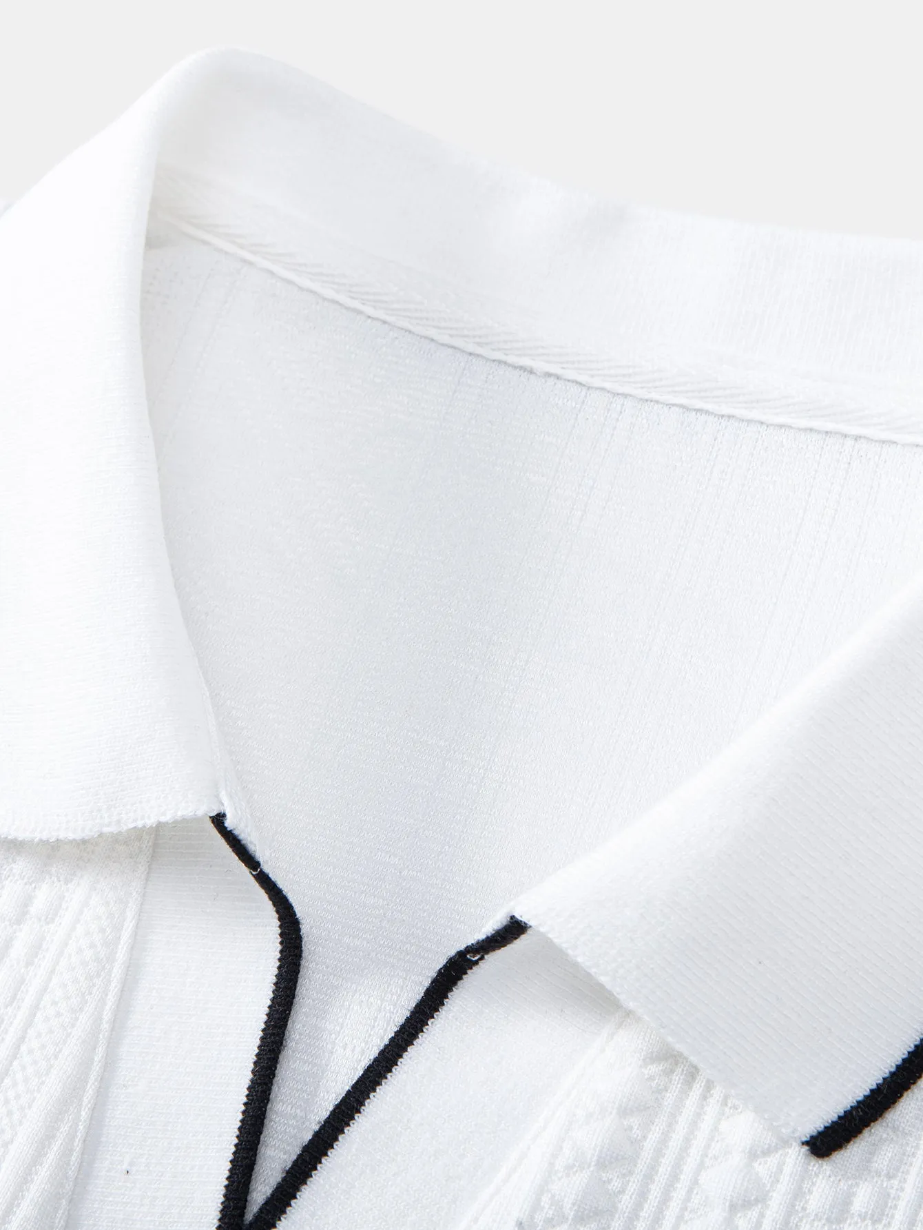 Geometric Jacquard V Neck Polo sold by Hoooyi product image thumbnail 5