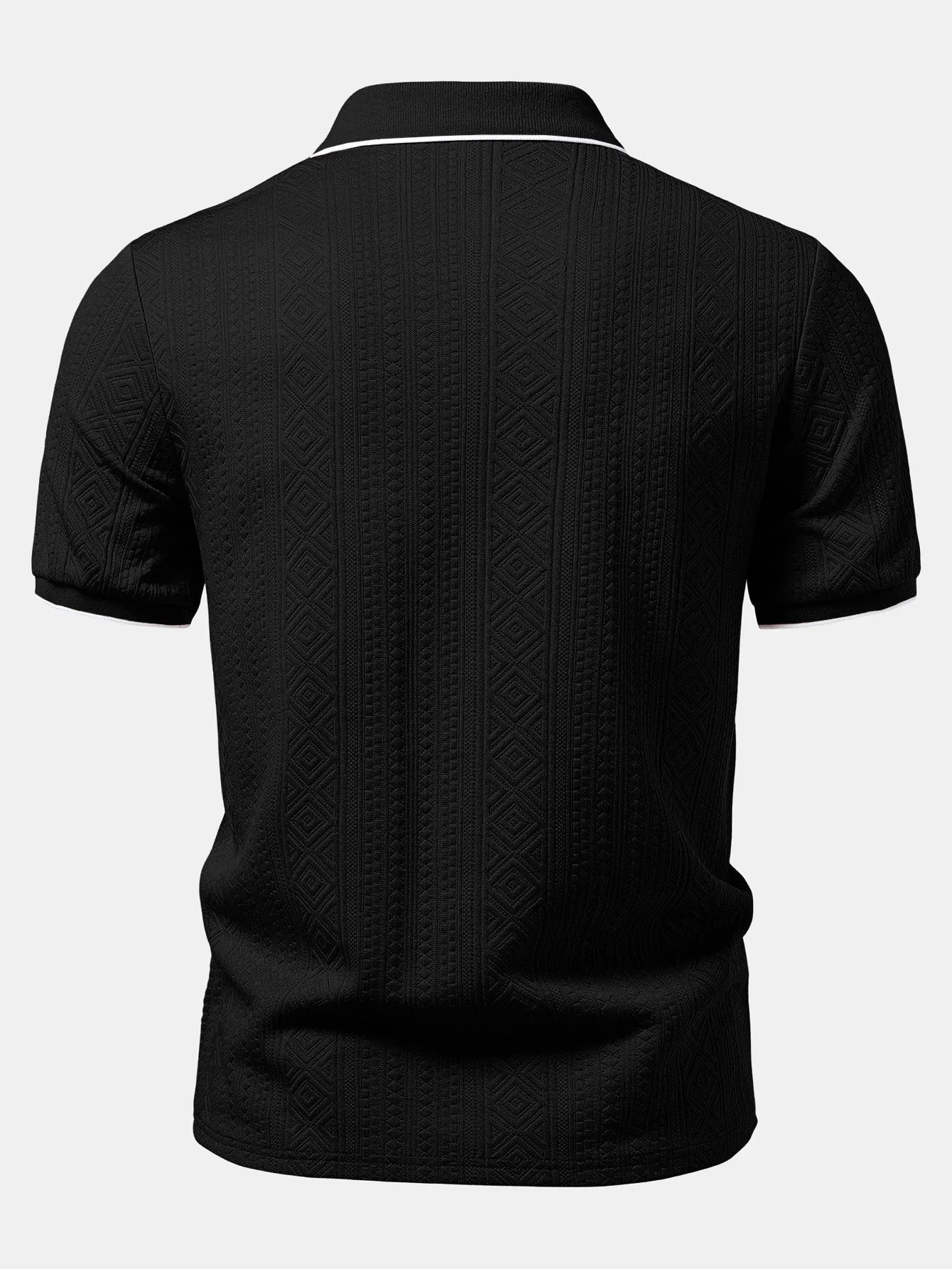 Geometric Jacquard V Neck Polo sold by Hoooyi product image thumbnail 4