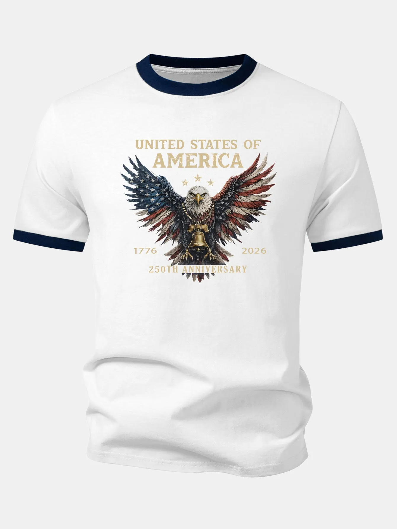 USA 250th Anniversary Print Contrast Ringer T-Shirt sold by Hoooyi product image thumbnail 3