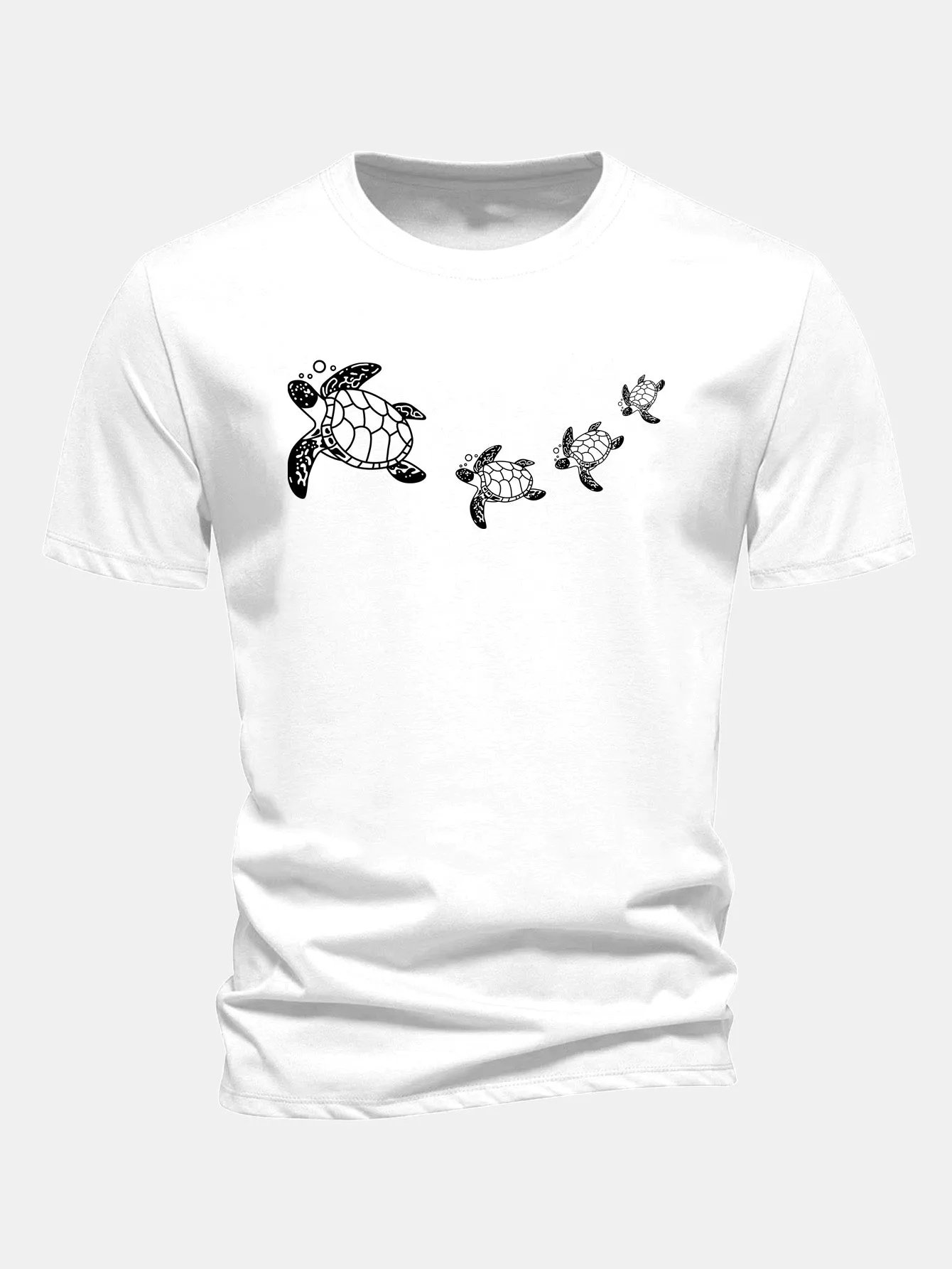 Regular Fit Sea Turtle Print Cotton T-Shirt sold by Hoooyi product image thumbnail 3