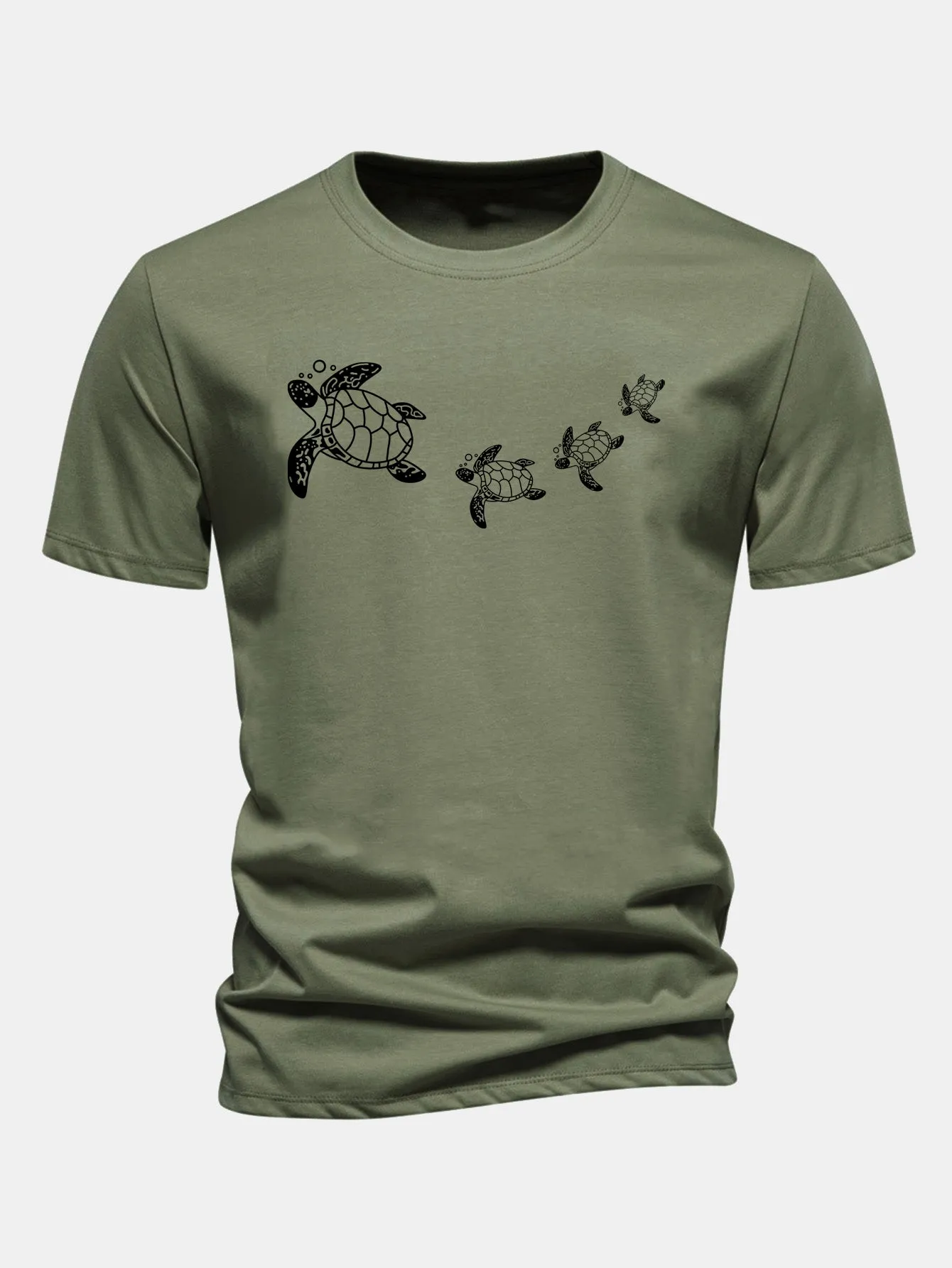 Regular Fit Sea Turtle Print Cotton T-Shirt sold by Hoooyi product image thumbnail 5