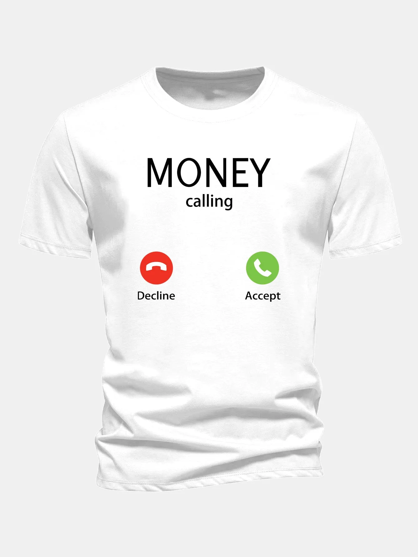 Regular Fit Money Calling Print Cotton T-Shirt sold by Hoooyi product image thumbnail 3