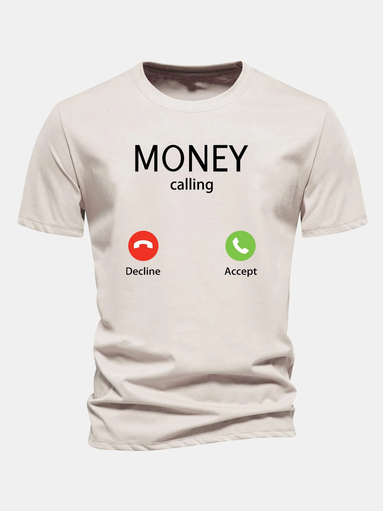 Regular Fit Money Calling Print Cotton T-Shirt sold by Hoooyi product image thumbnail 4