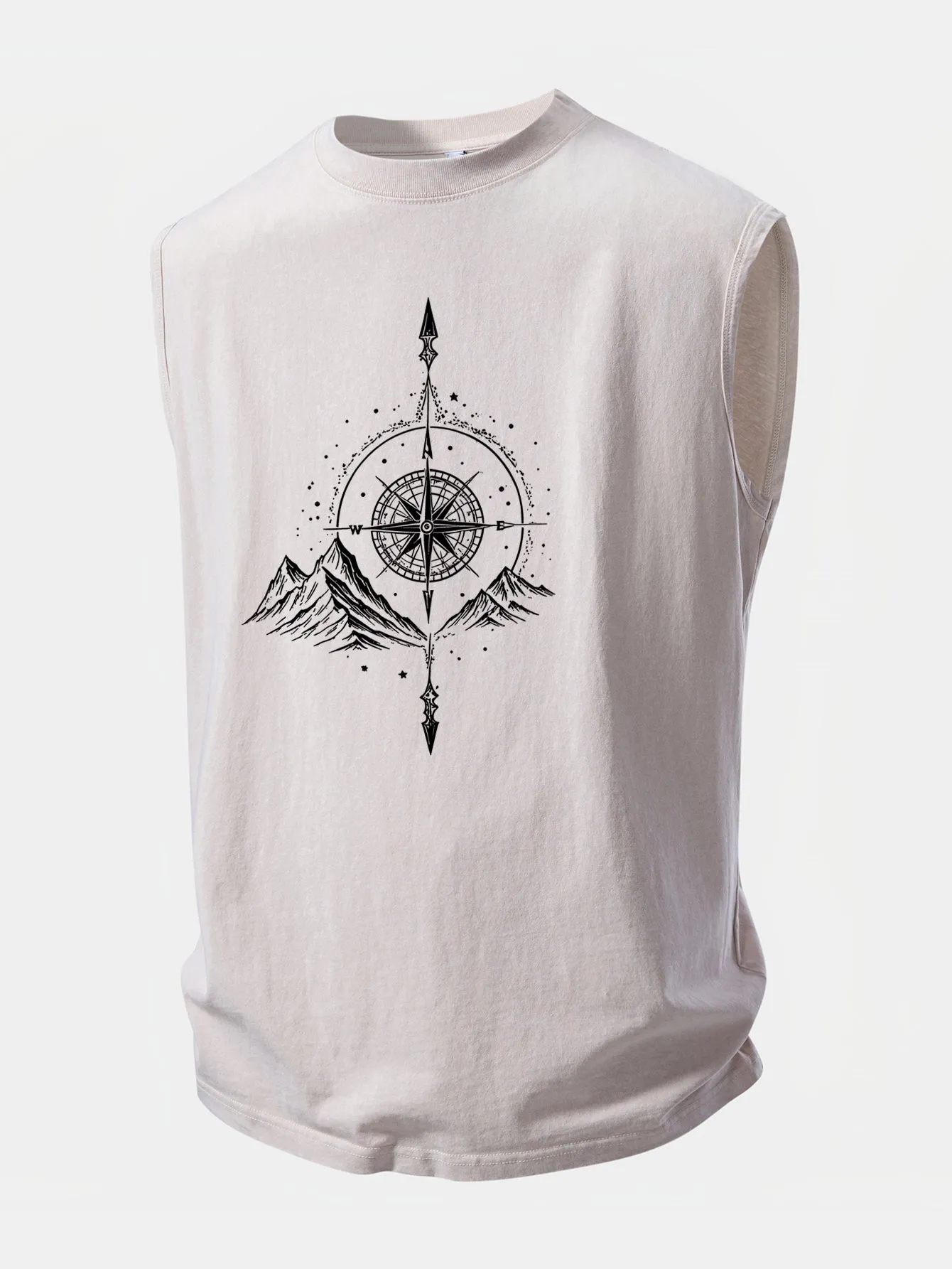 Mountain Compass Print Washed Distressed Tank Top sold by Hoooyi product image thumbnail 5