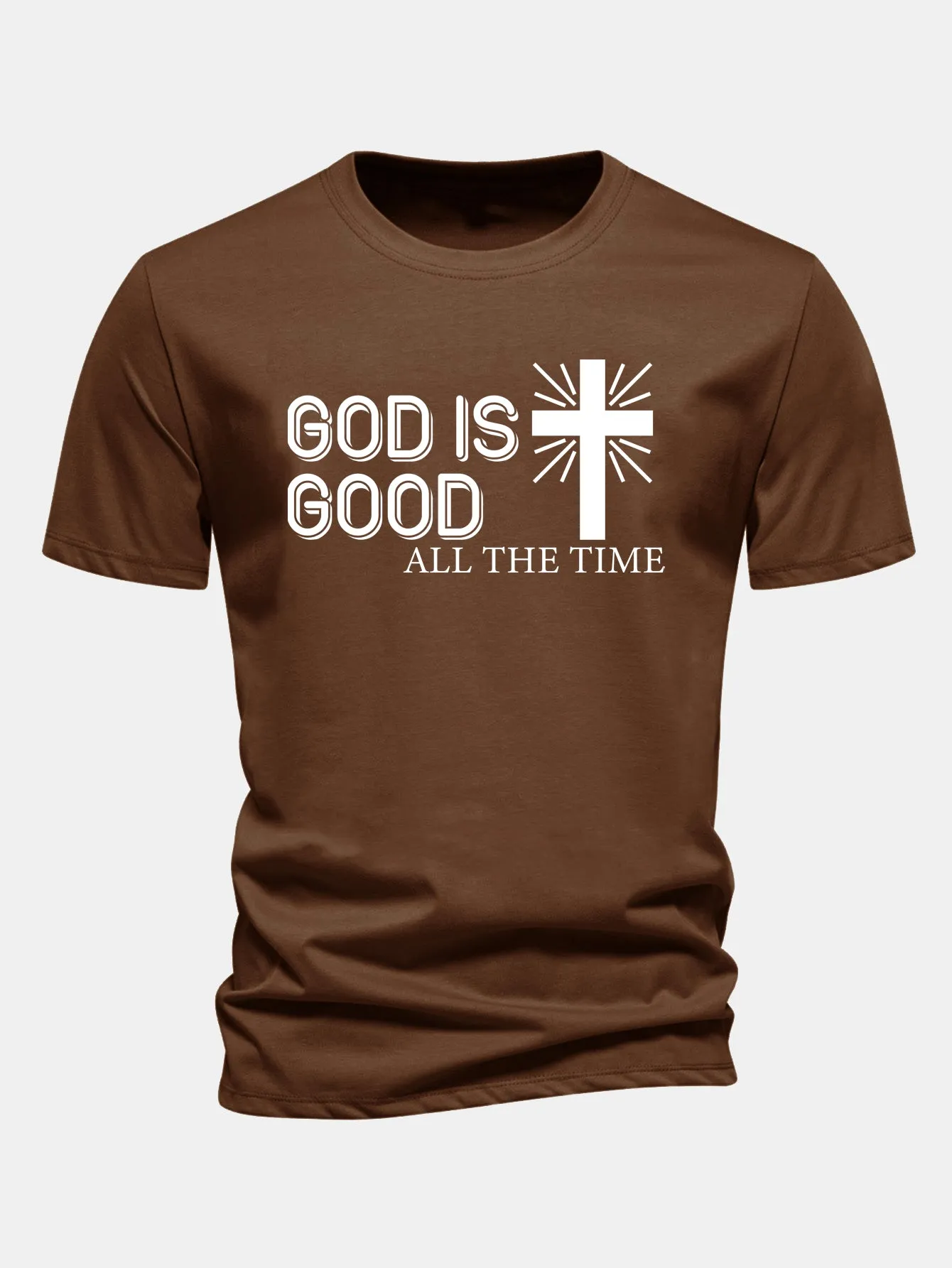 Regular Fit God Is Good Cross Print Cotton T-Shirt sold by Hoooyi product image thumbnail 5