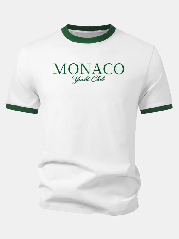 Monaco Print Contrast Ringer T-Shirt made by Hoooyi