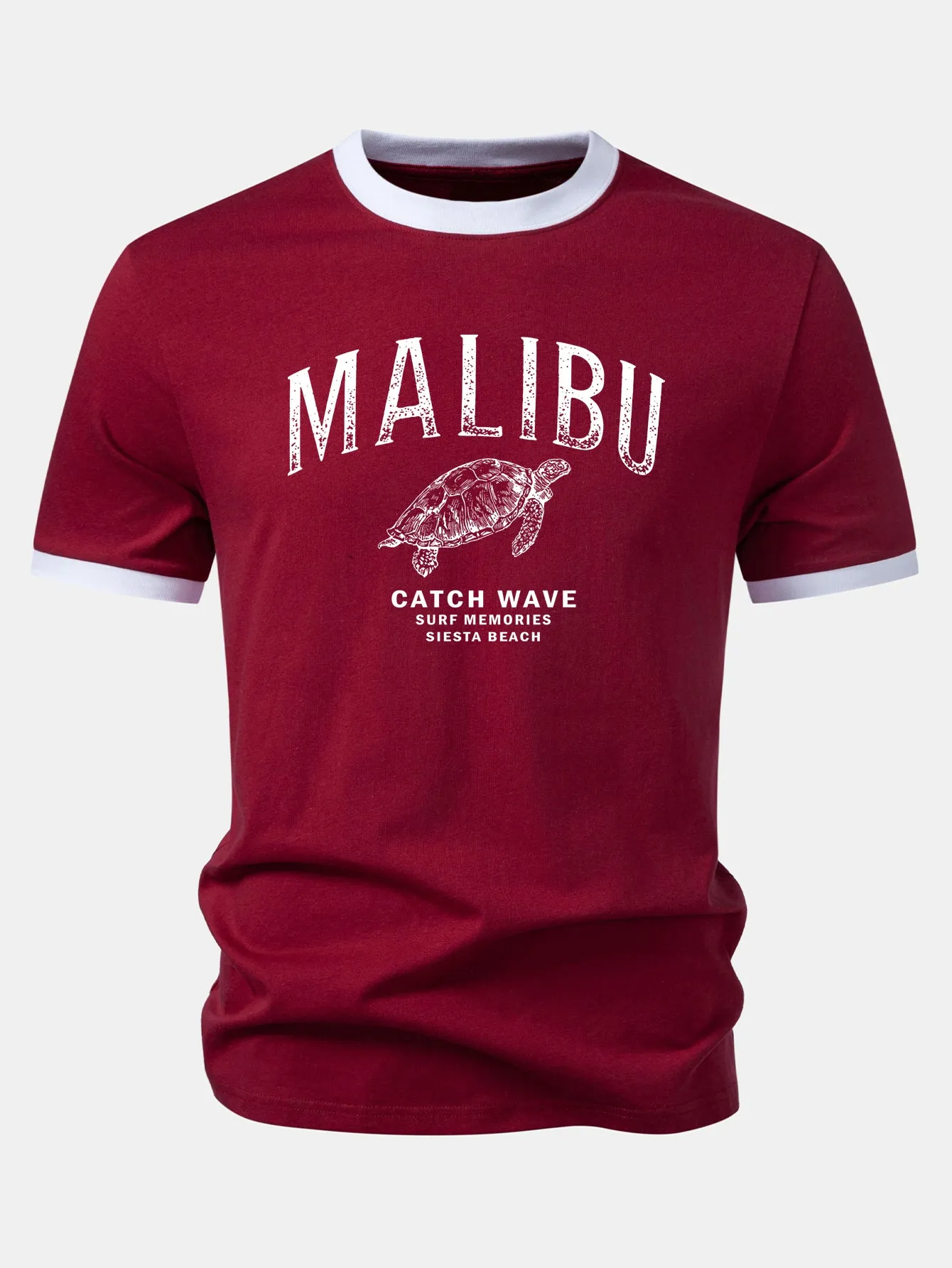 Malibu Sea Turtle Print Contrast Ringer T-Shirt sold by Hoooyi product image thumbnail 5