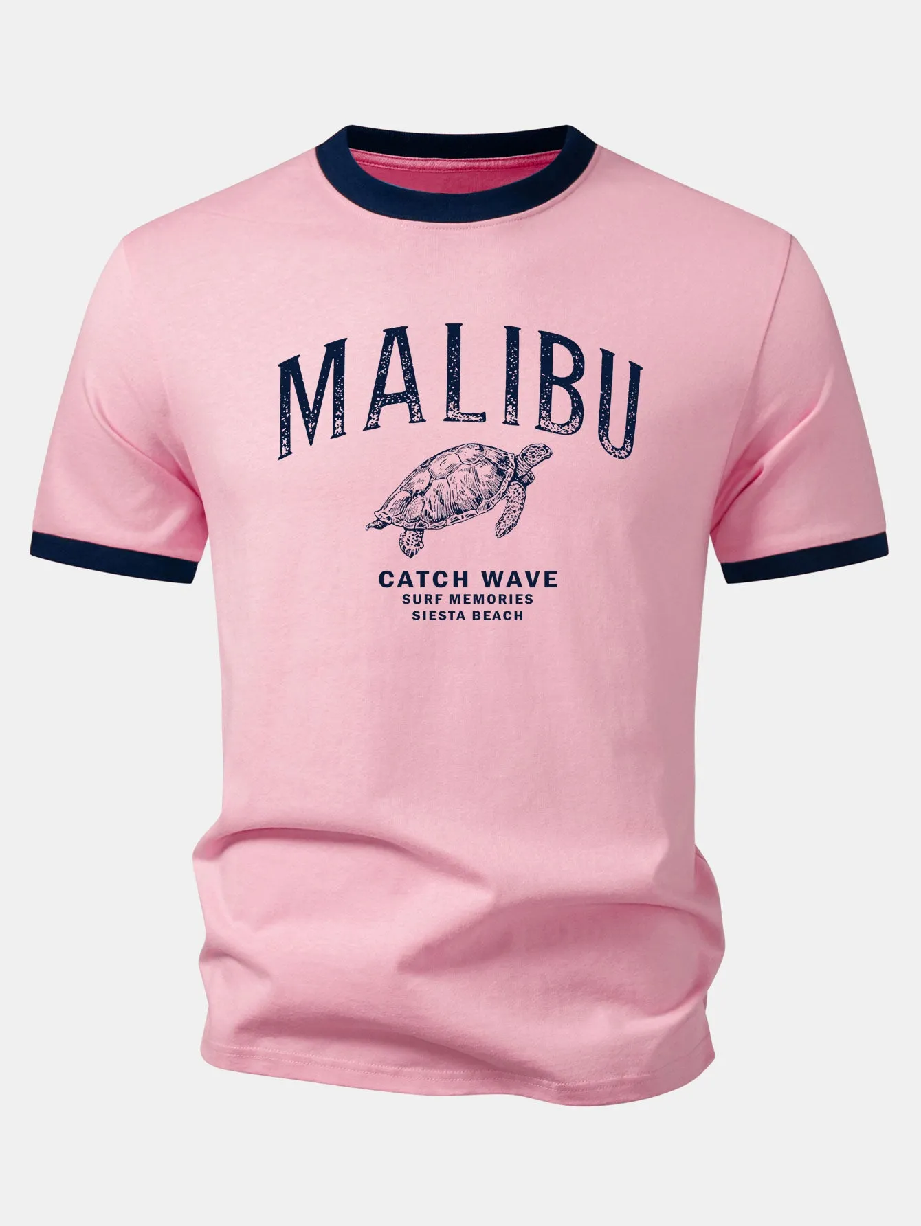 Malibu Sea Turtle Print Contrast Ringer T-Shirt sold by Hoooyi product image thumbnail 3