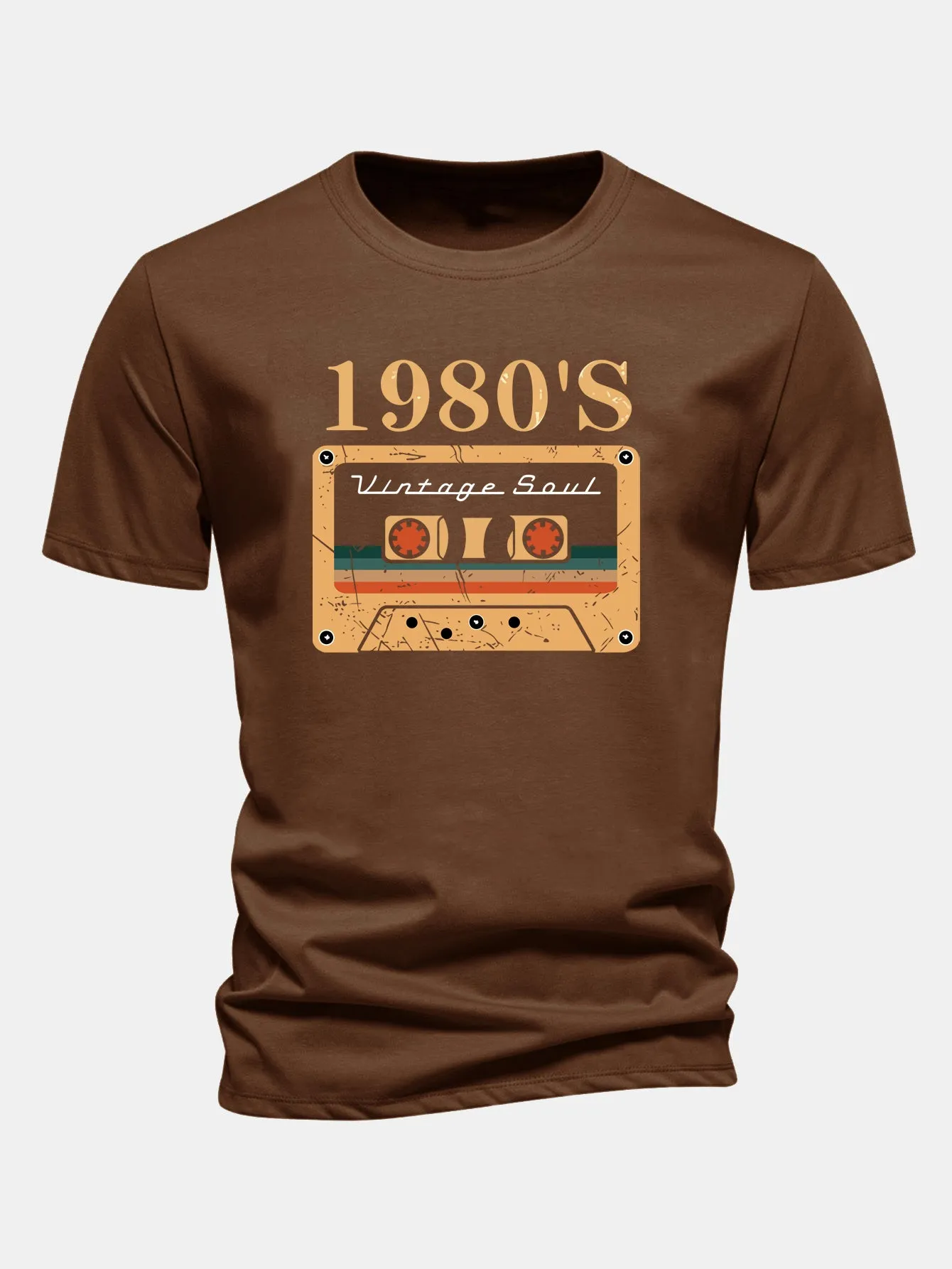 Regular Fit 1980's Cassette Tape Print Cotton T-Shirt sold by Hoooyi product image thumbnail 5