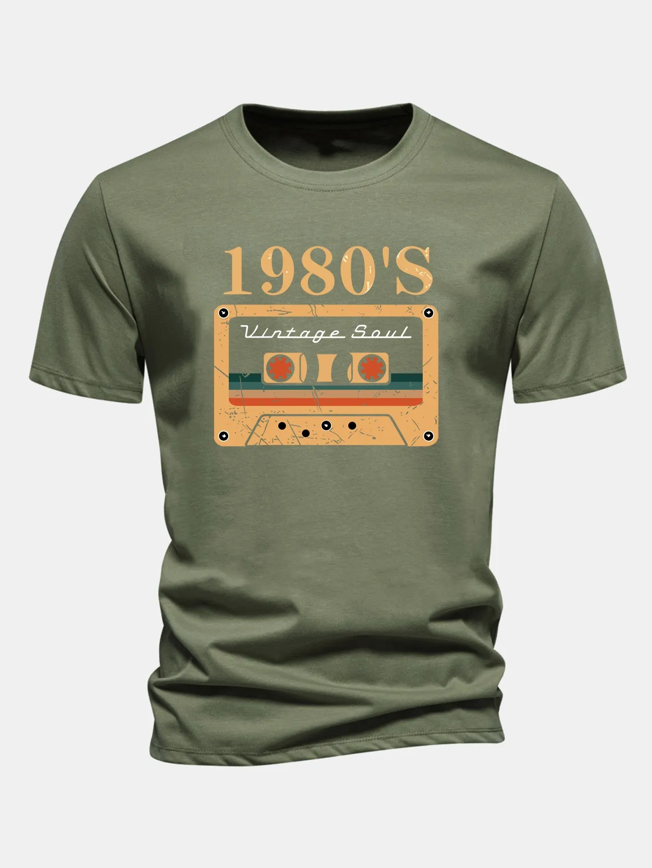 Regular Fit 1980's Cassette Tape Print Cotton T-Shirt sold by Hoooyi product image thumbnail 4