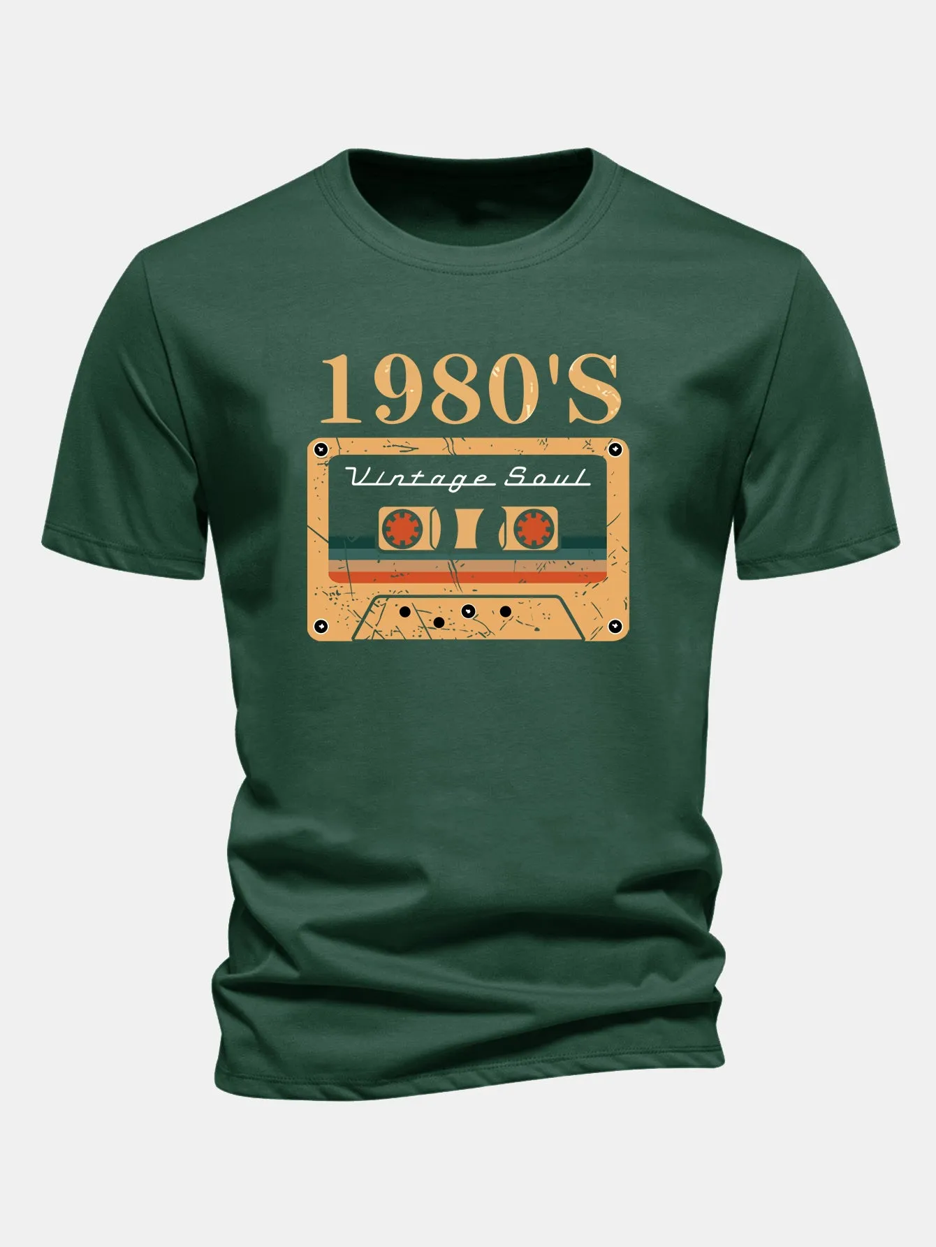 Regular Fit 1980's Cassette Tape Print Cotton T-Shirt sold by Hoooyi product image thumbnail 2