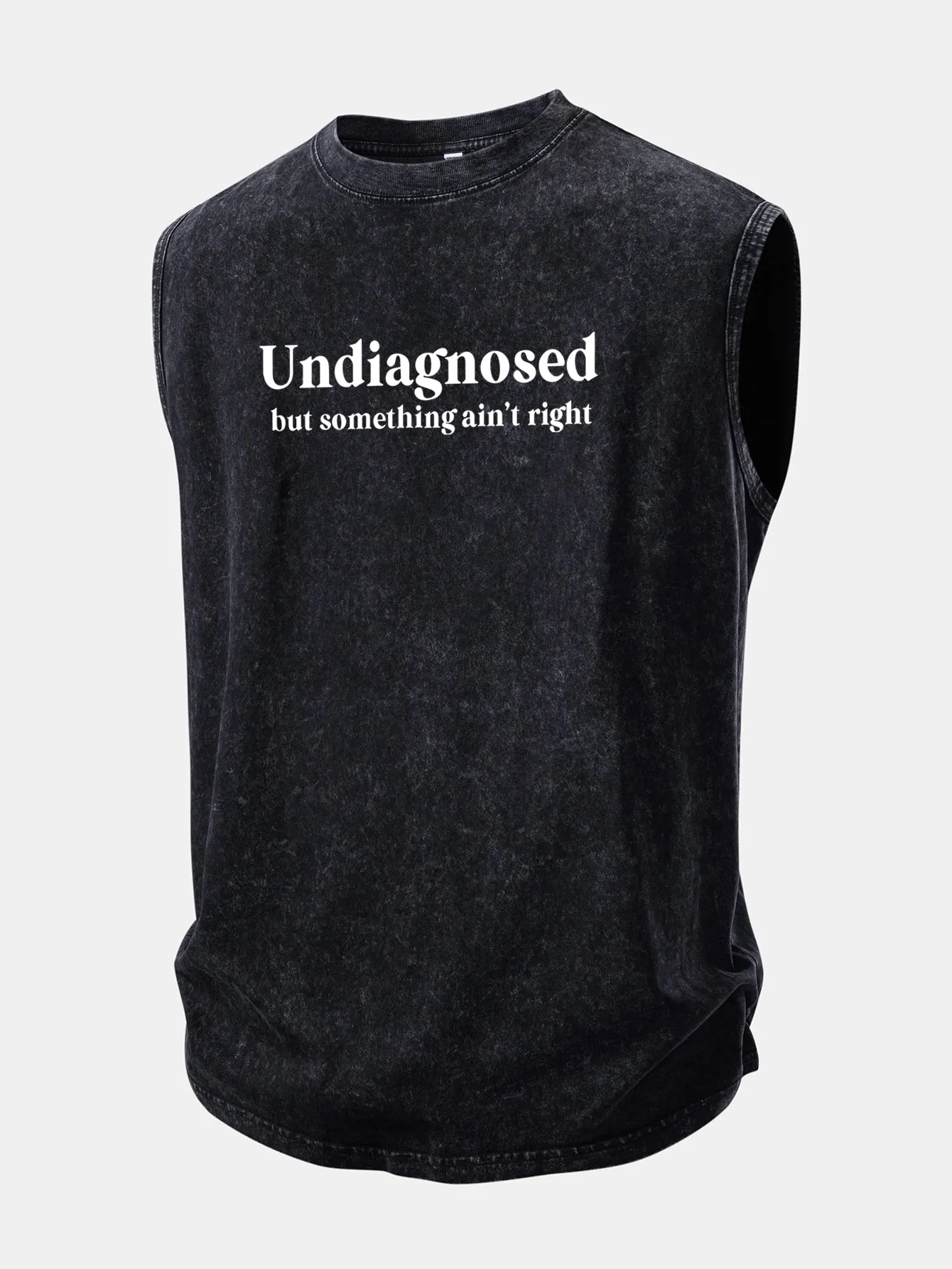 Undiagnosed Print Washed Distressed Tank Top sold by Hoooyi