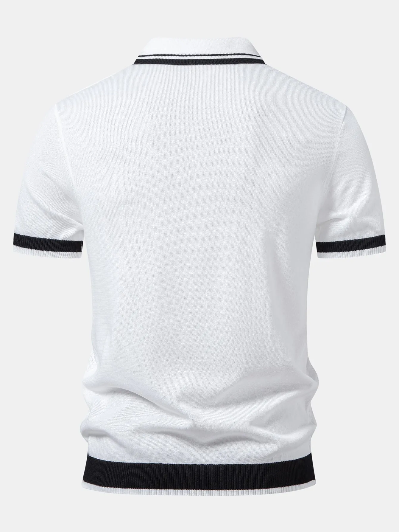 Contrast Textured Jacquard V Neck Knit Polo & Slim Fit Tapered Trousers sold by Hoooyi product image thumbnail 5